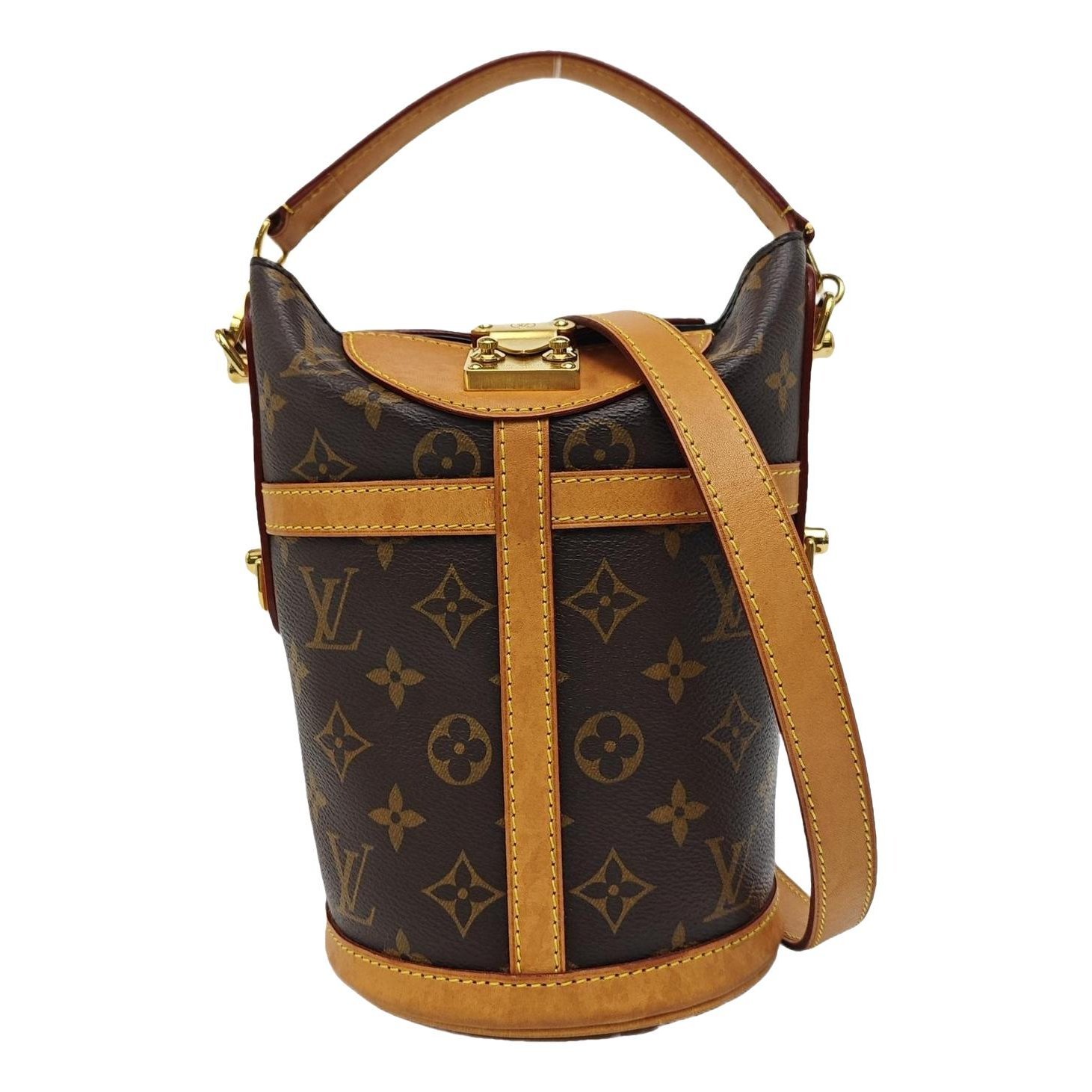 Duffle leather handbag