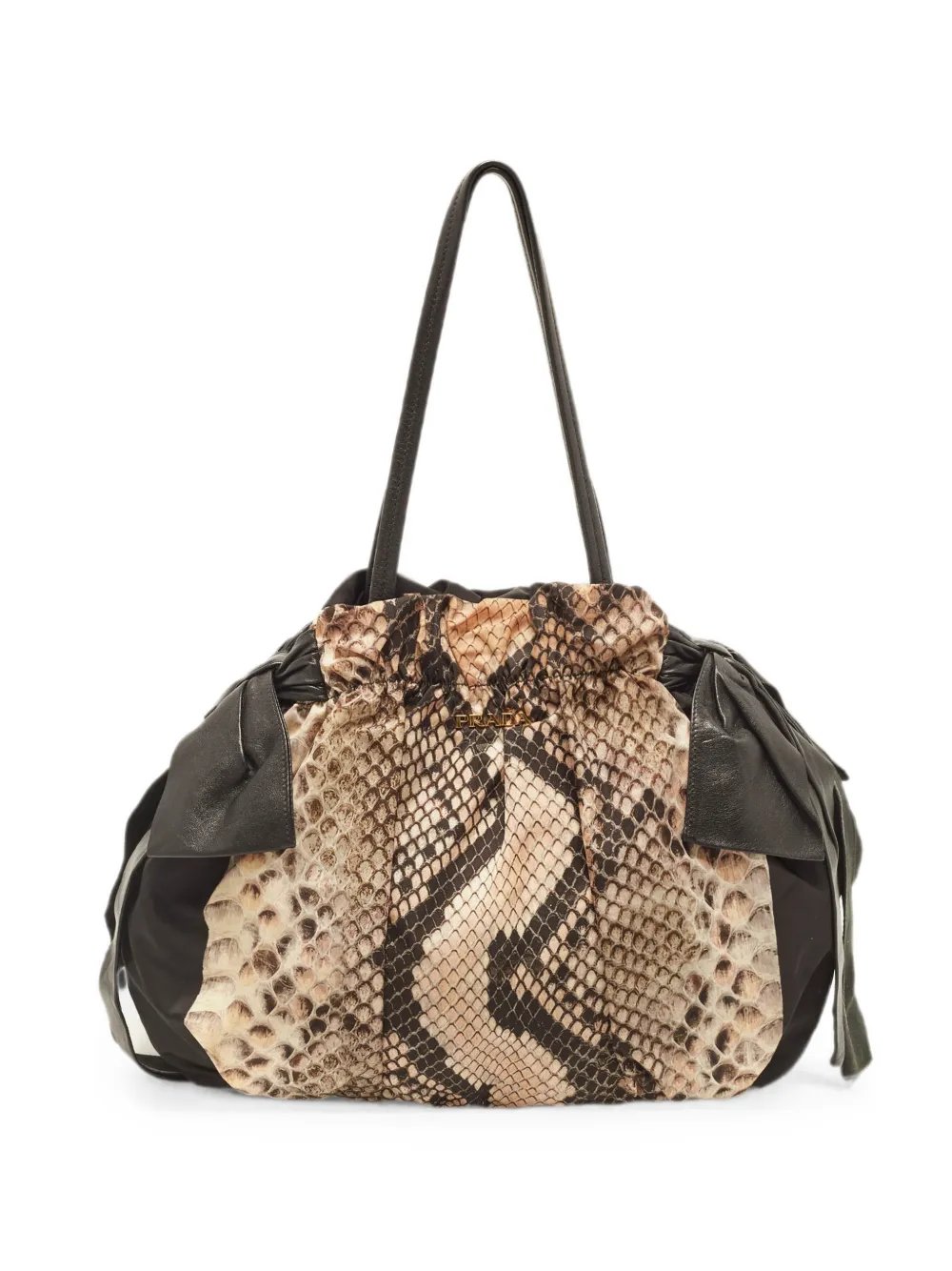 Side Bow Python Printed Shoulder Bag