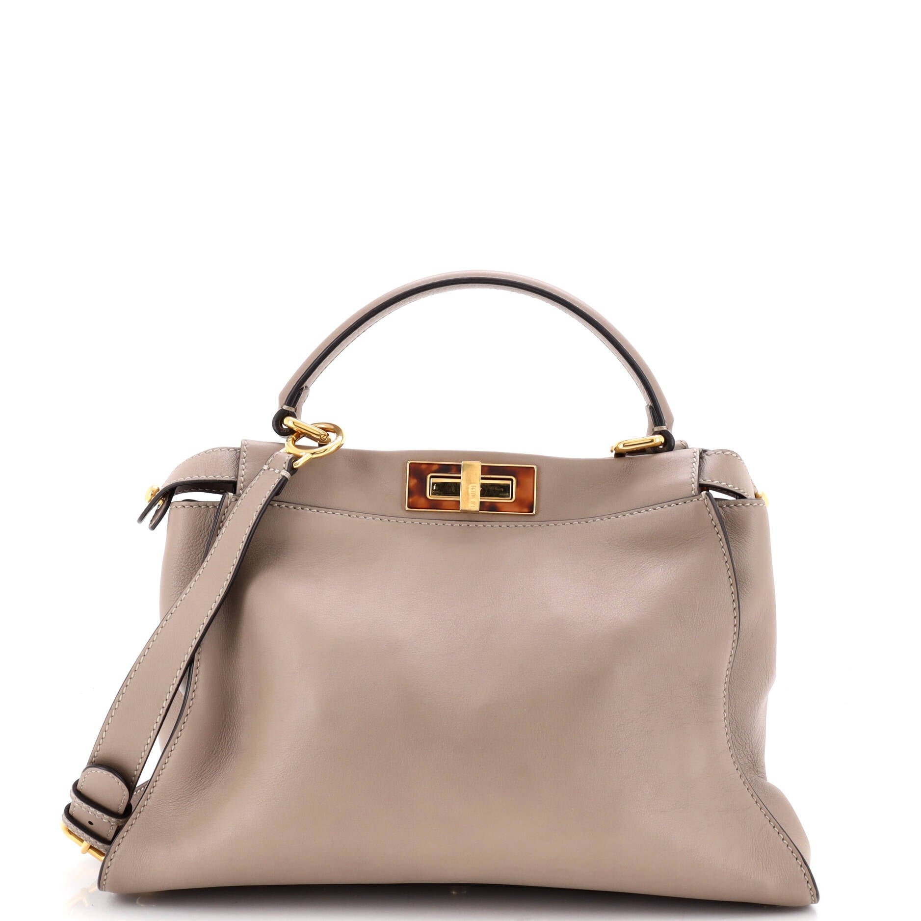 Peekaboo Bag Leather with Tortoise Detail Regular