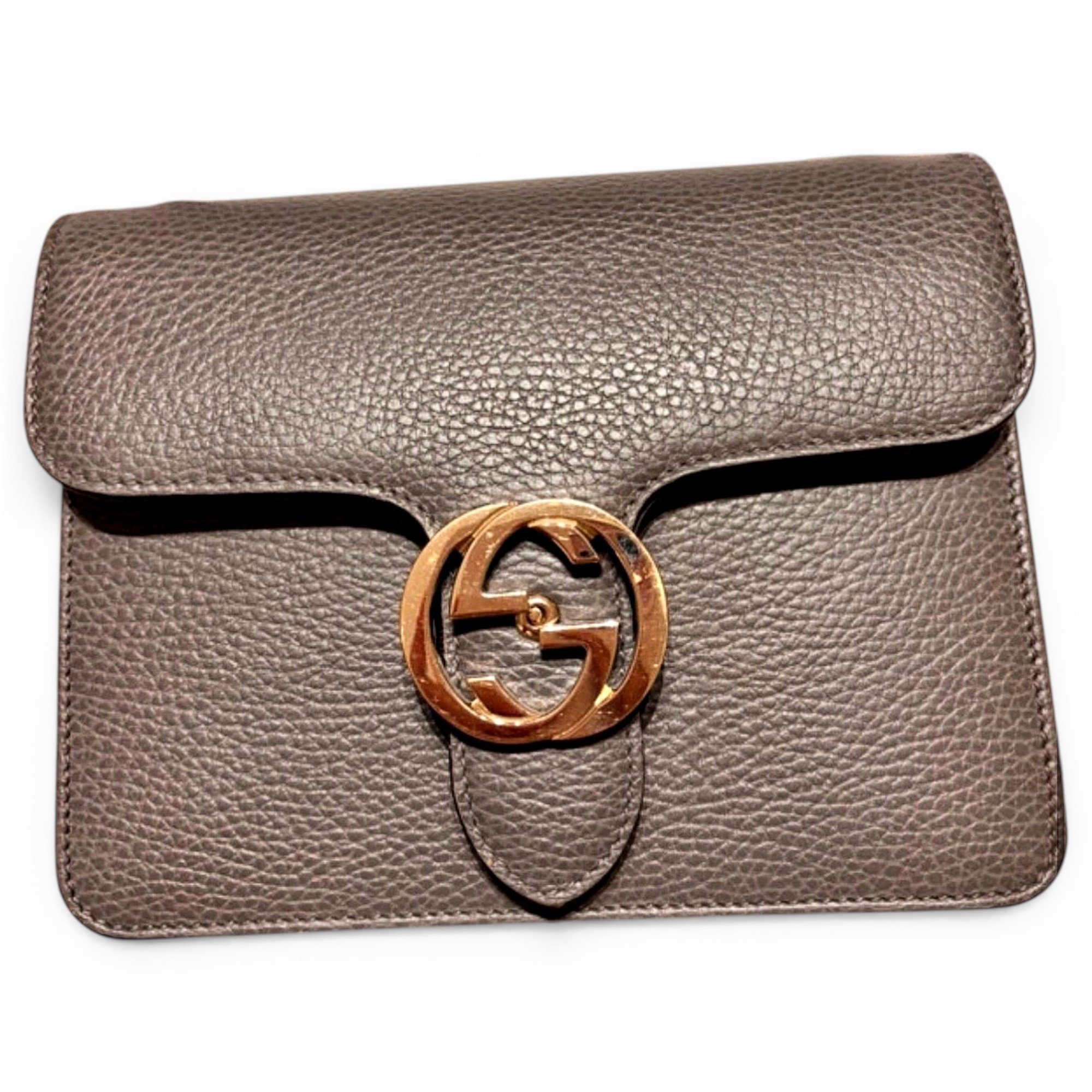 Interlocking leather crossbody bag