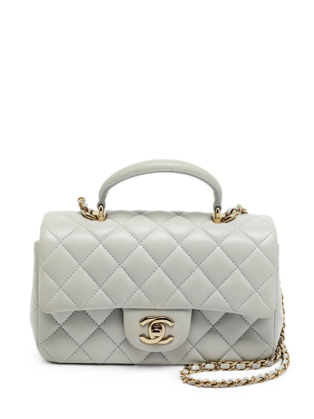 mini quilted top handle handbag