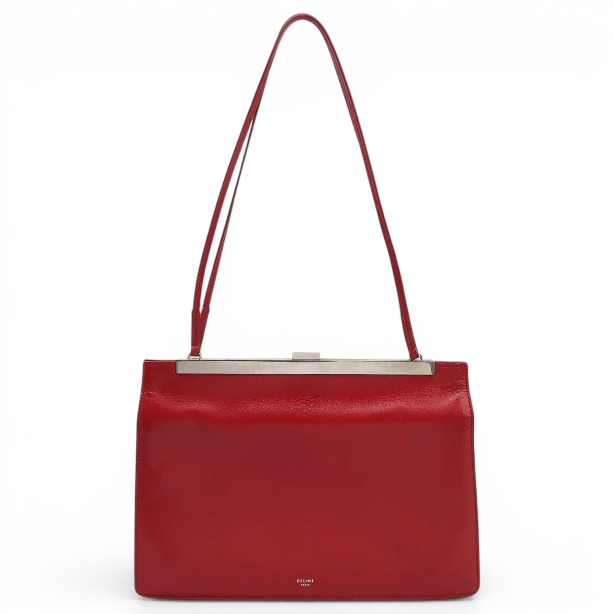 Clasp leather handbag