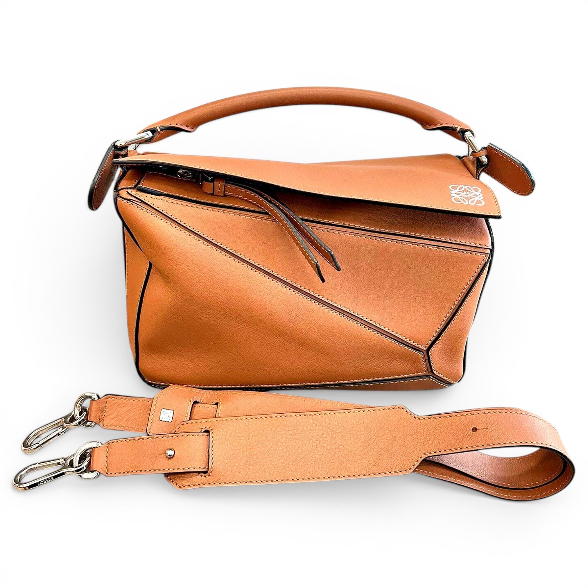 Puzzle leather handbag