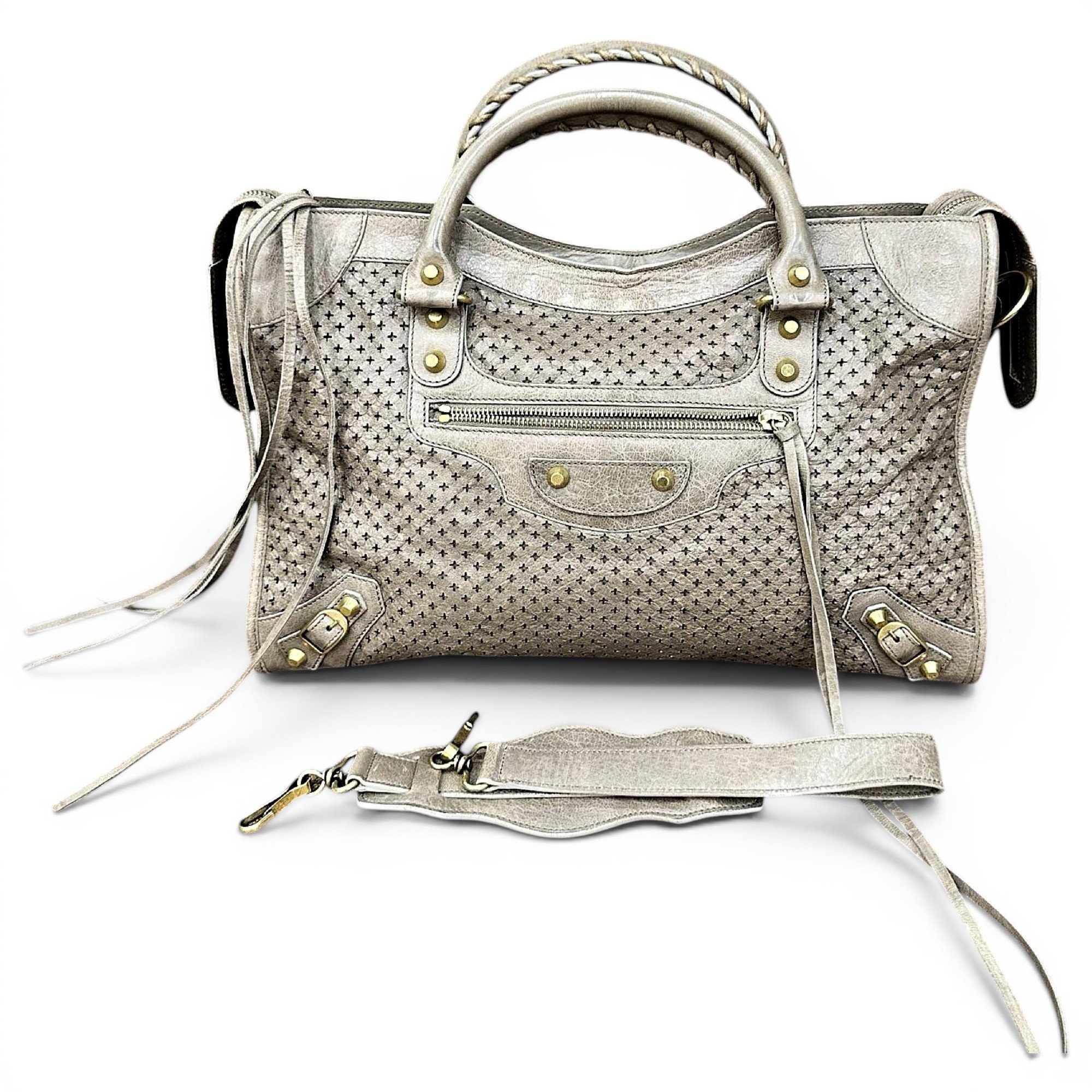 City leather satchel
