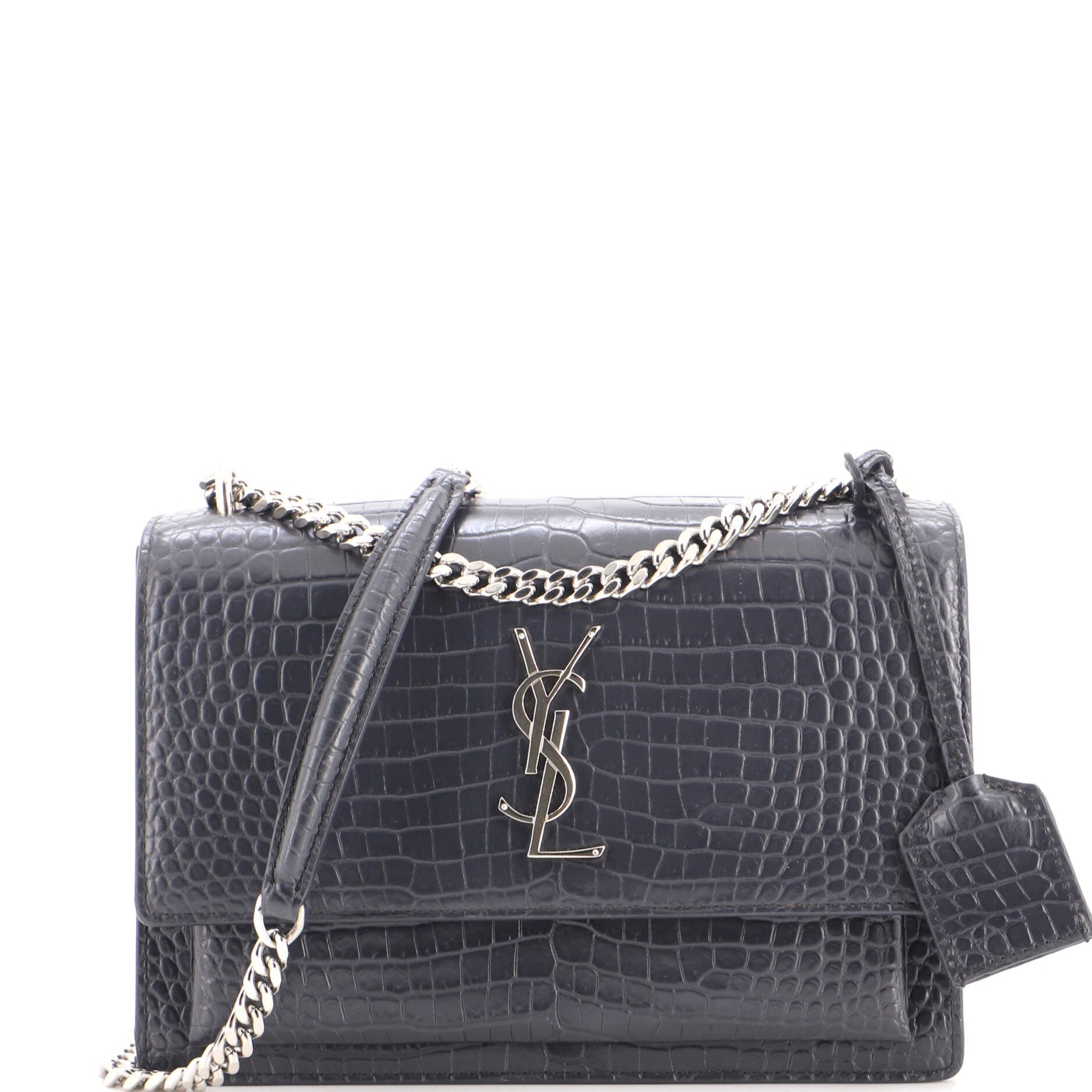 Sunset Crossbody Bag Crocodile Embossed Leather Medium