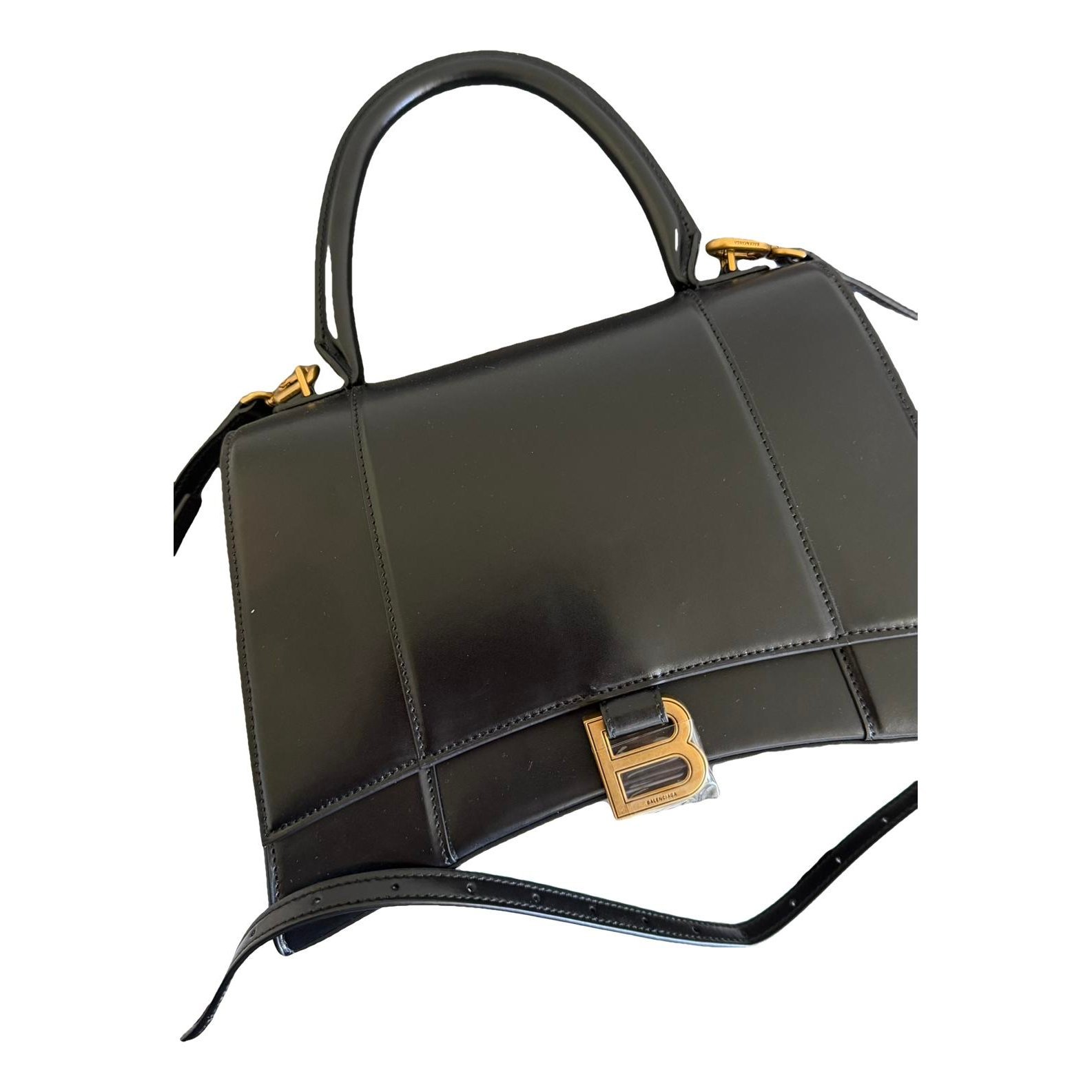 Hourglass leather handbag