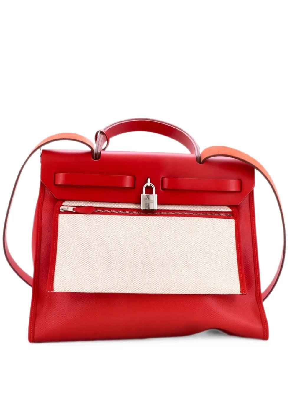Herbag Zip Berline Vache Canvas and Leather 31 shoulder bag