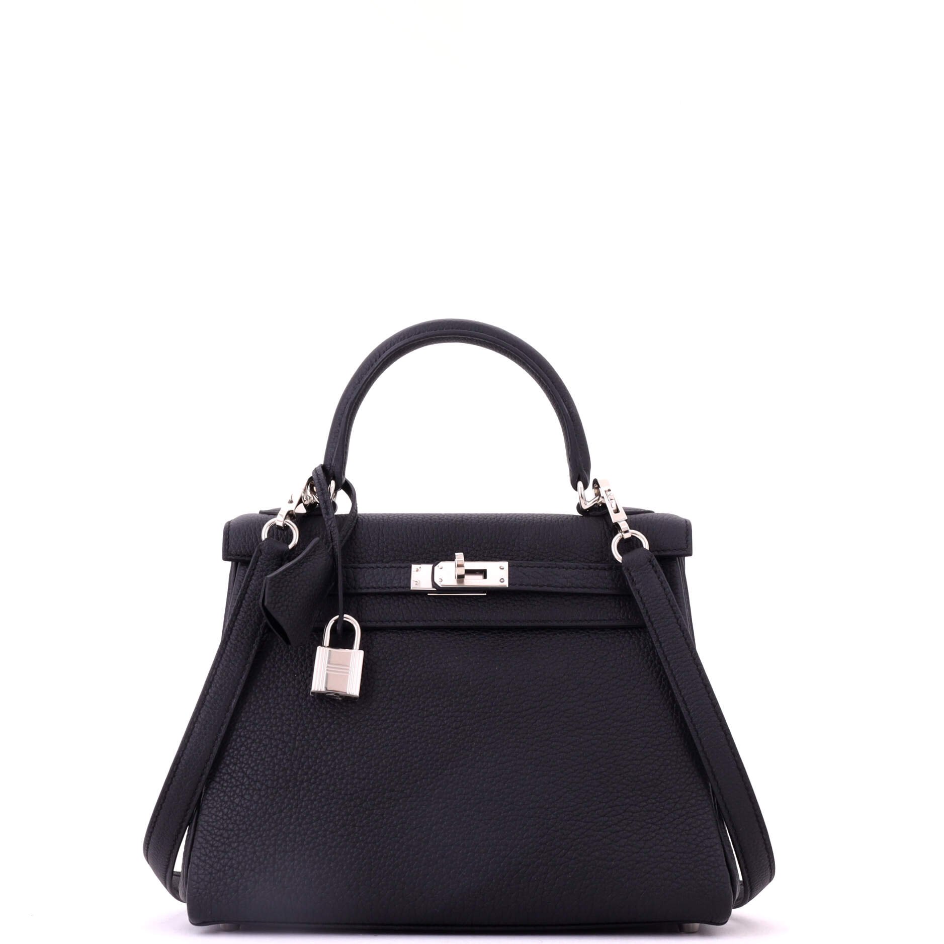 Hermes Kelly Handbag Noir Togo with Palladium Hardware 25