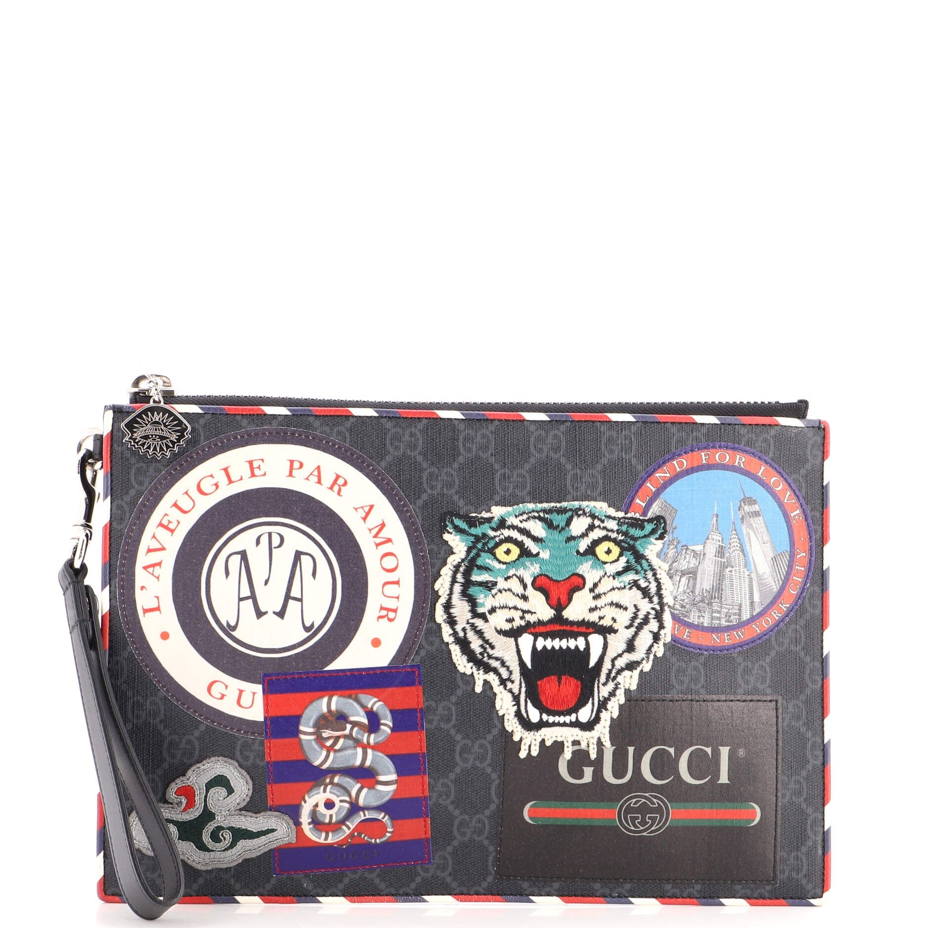 Night Courrier Pouch GG Coated Canvas with Applique
