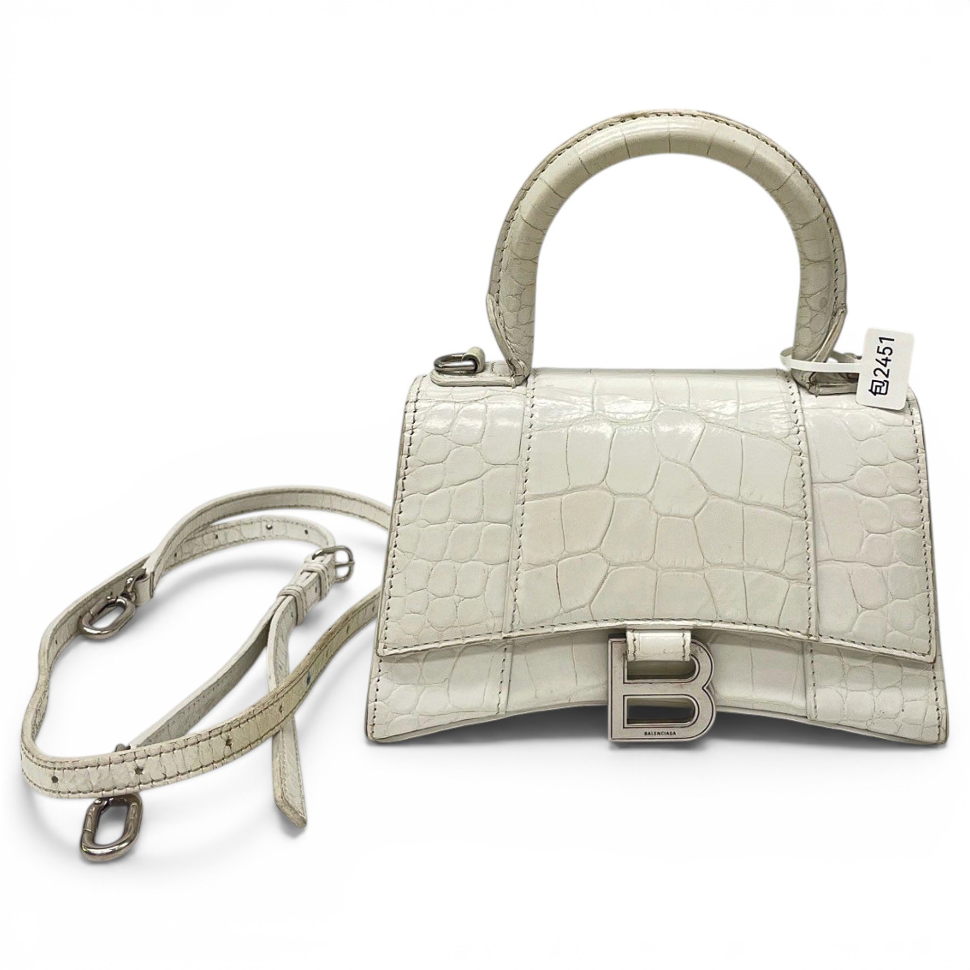 Hourglass leather handbag