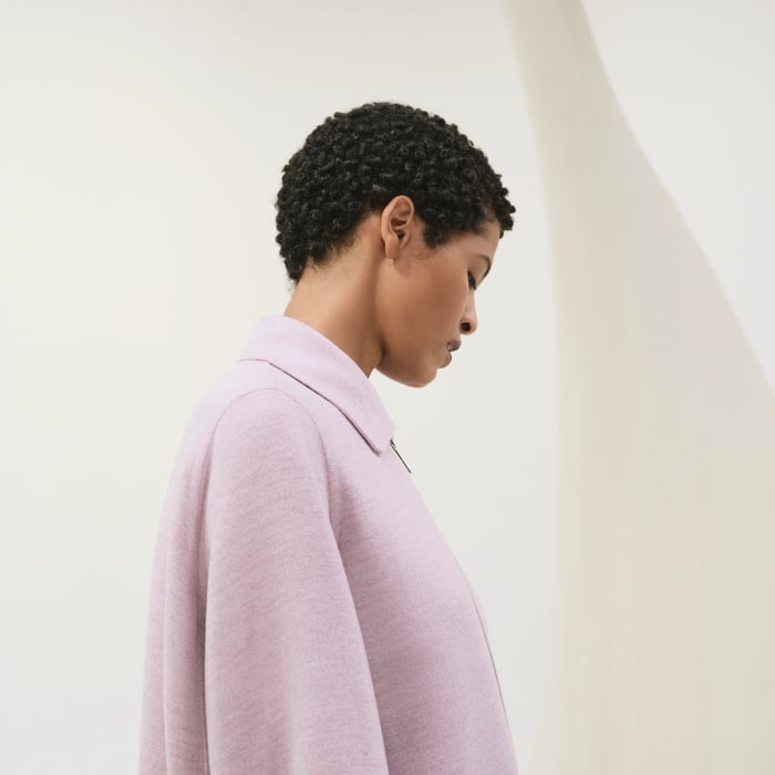 Rose Pâle Wool Zipped Coat