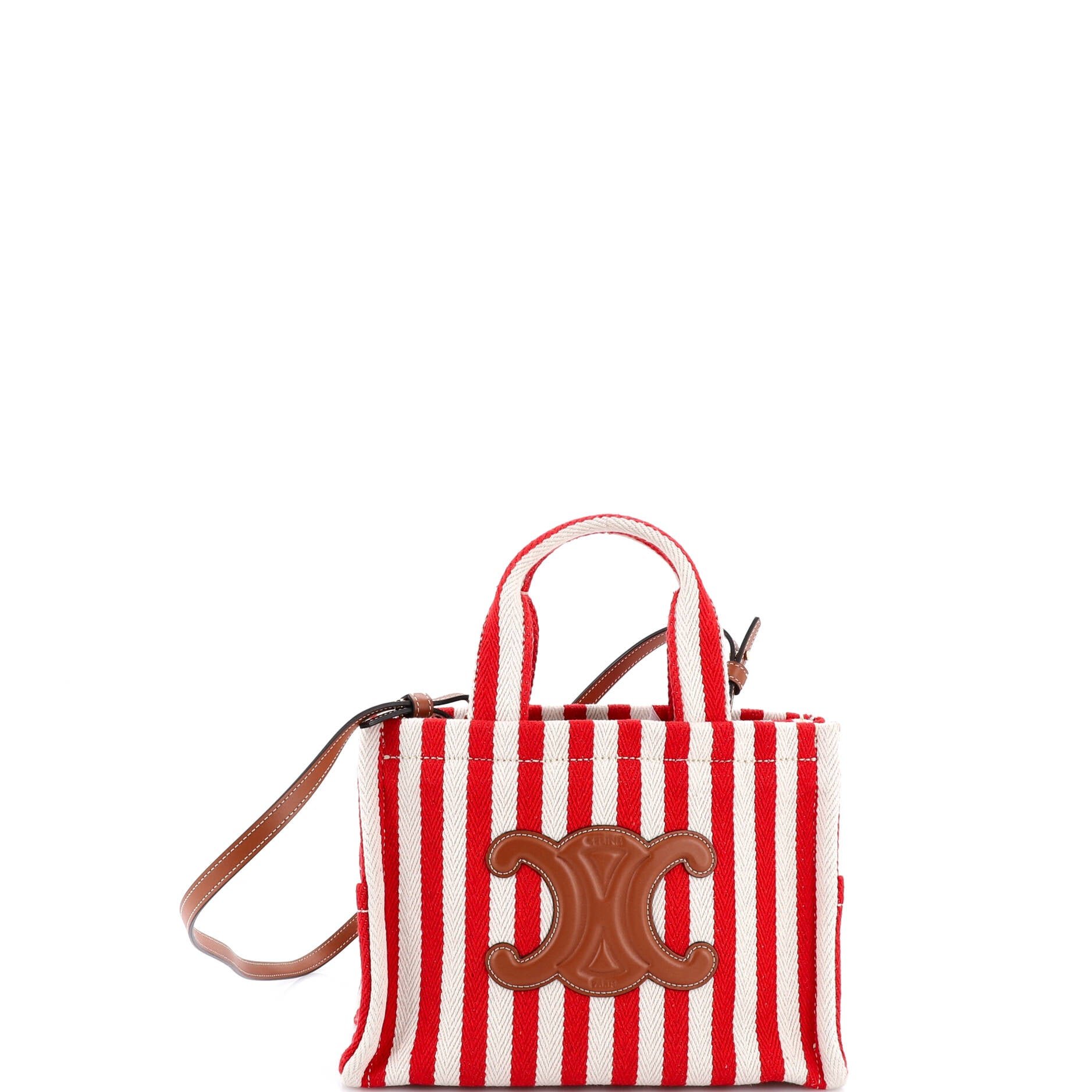 Celine Cabas Thais Tote Triomphe Striped Canvas Small