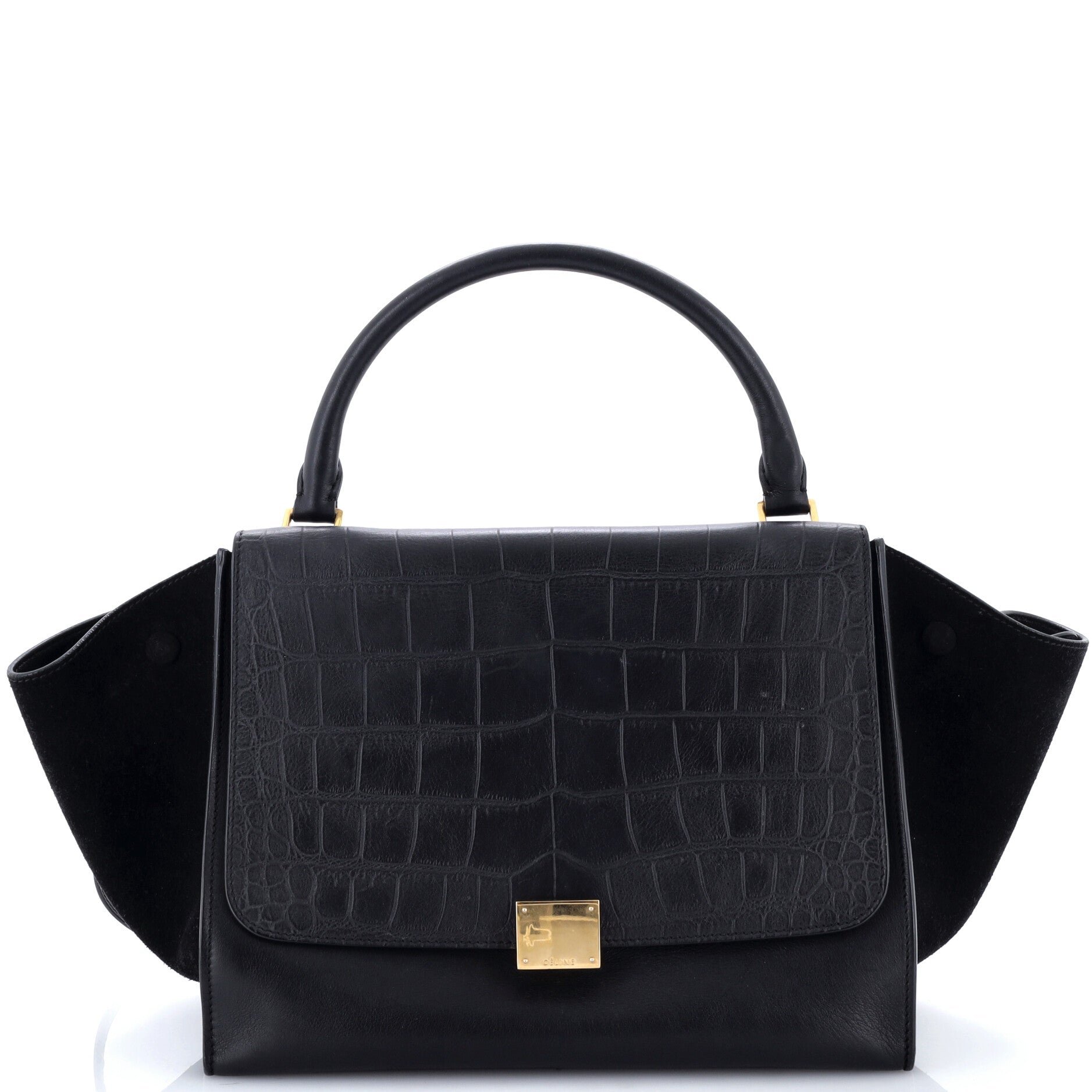 Trapeze Bag Crocodile Embossed Leather Medium