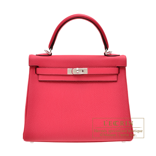 Hermes Hermes Kelly bag 25 Retourne Rose mexico Togo leather Silver hardware