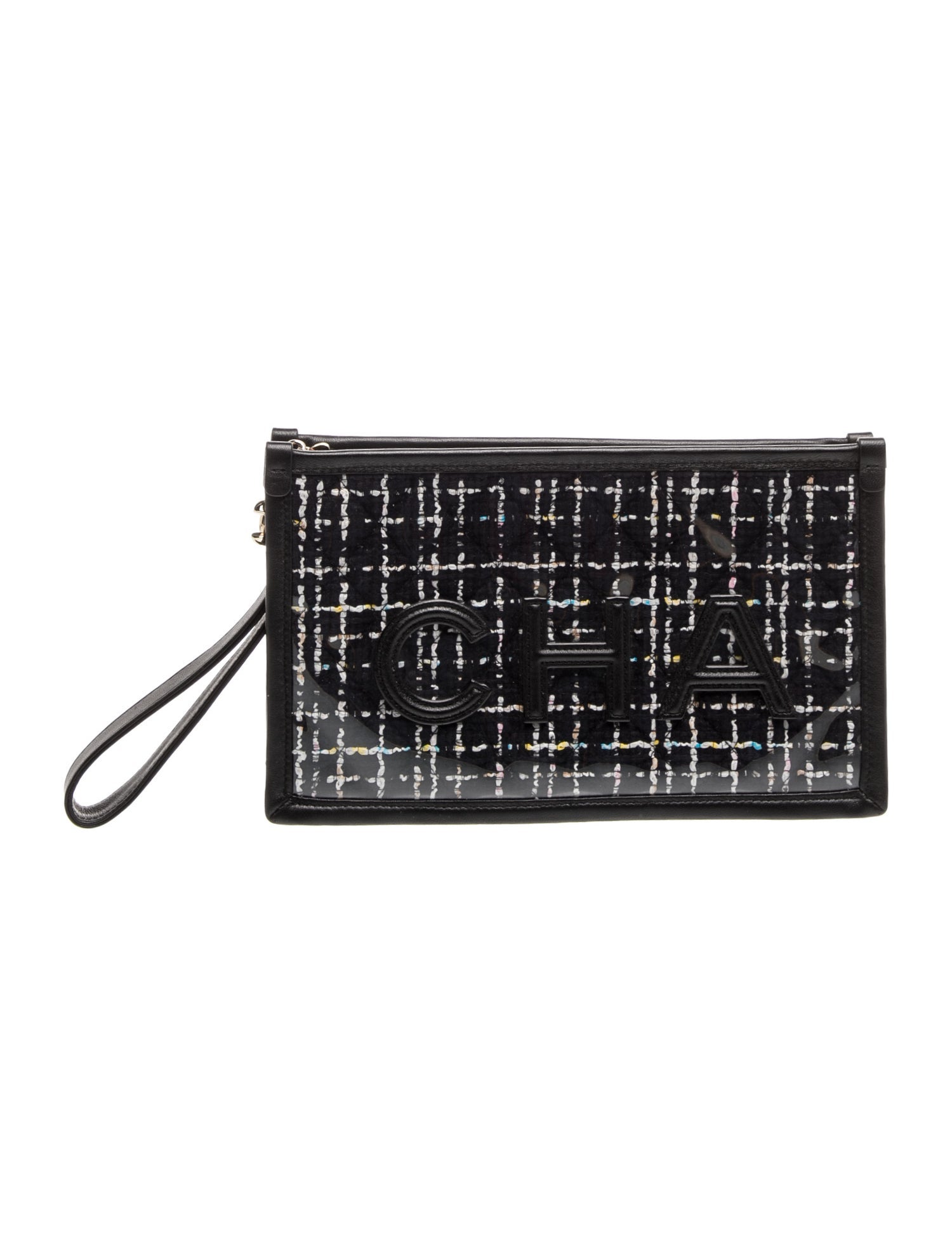 Tweed PVC Logo Pouch