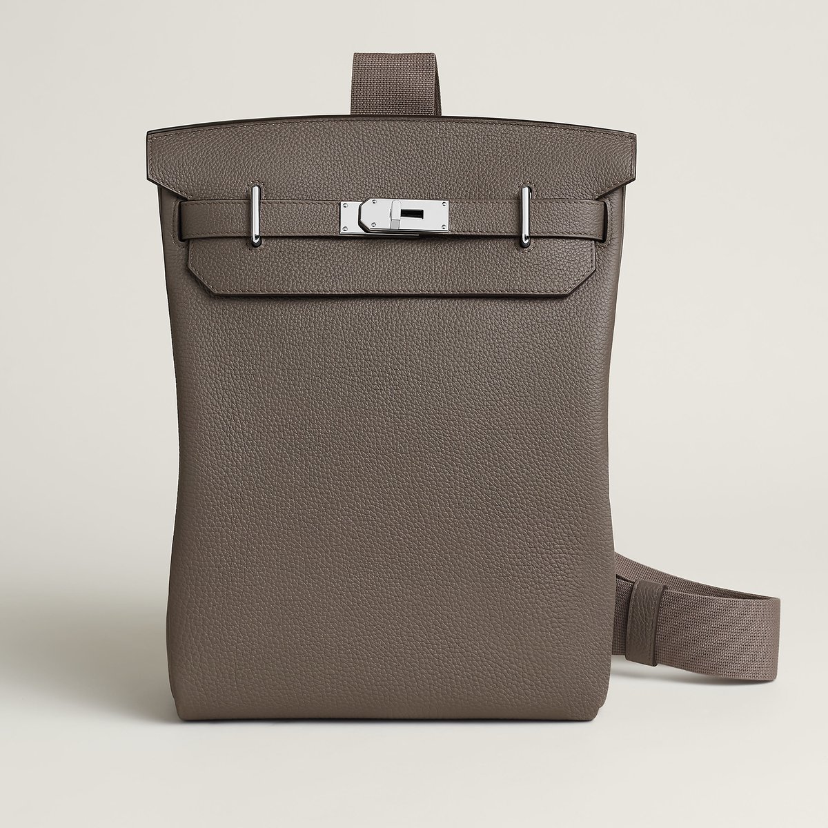 Hermès HAC à Dos in Gris Étain