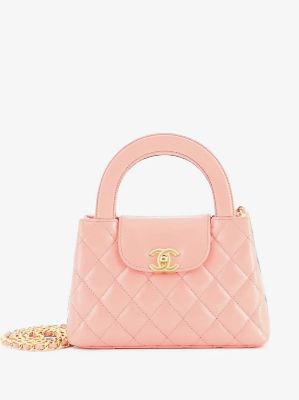 Kelly Top Handle Shopping Bag Quilted Shiny Aged Calfskin Mini satchel