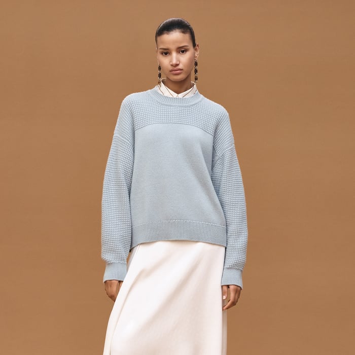 Bleu Dragée Cashmere Long-sleeve Sweater