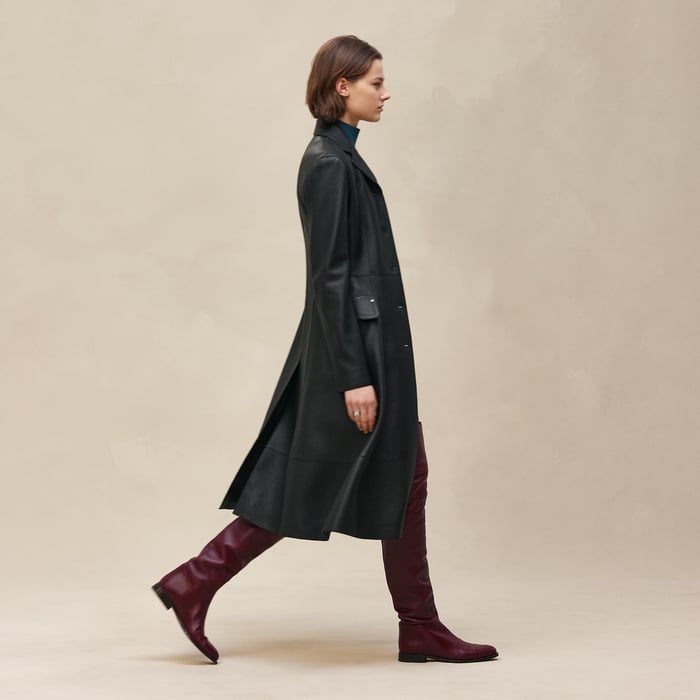Noir Equestrian Leather Coat