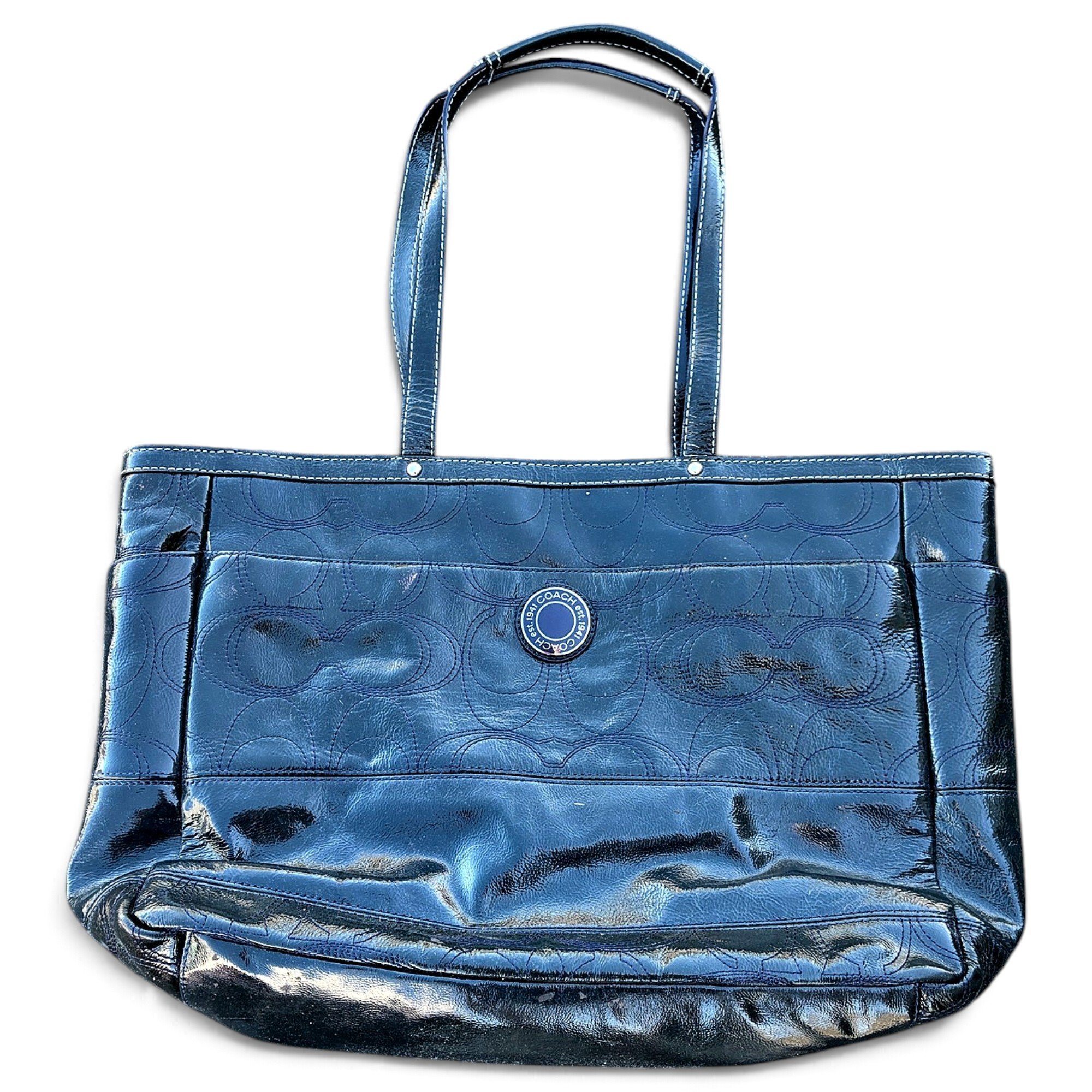 Signature Sufflette patent leather tote