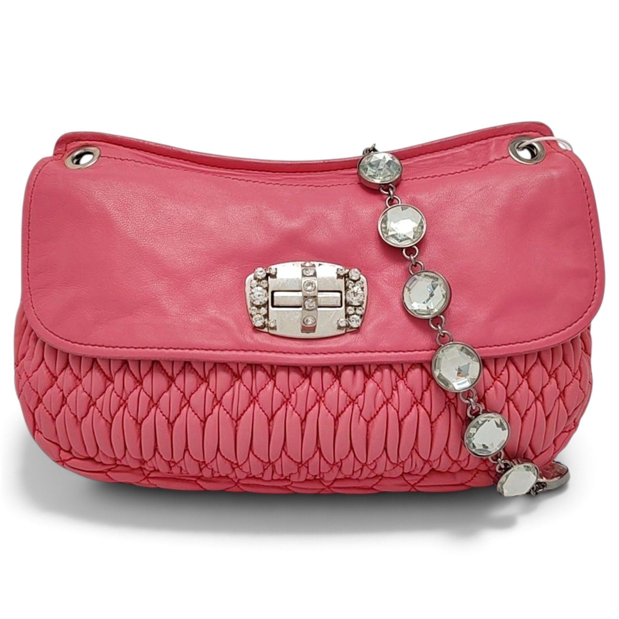 Miu Crystal leather handbag