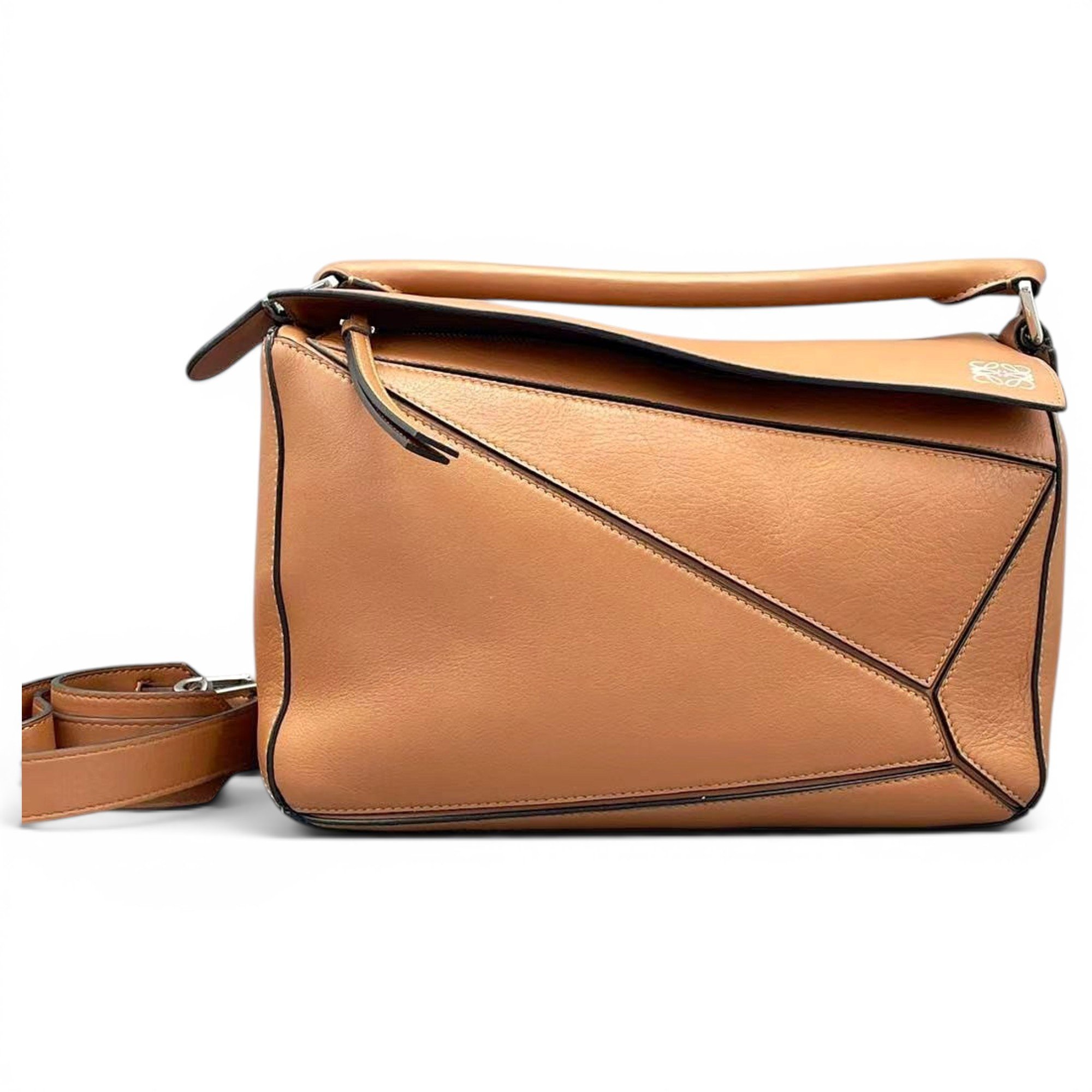 Puzzle leather handbag