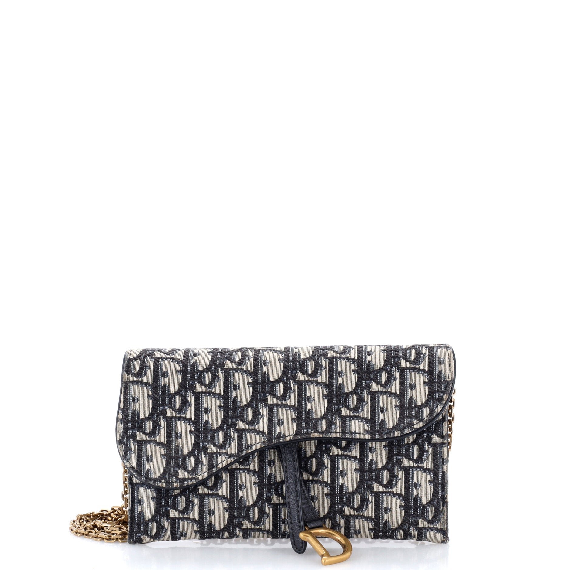 Dior Saddle Chain Wallet Oblique Canvas