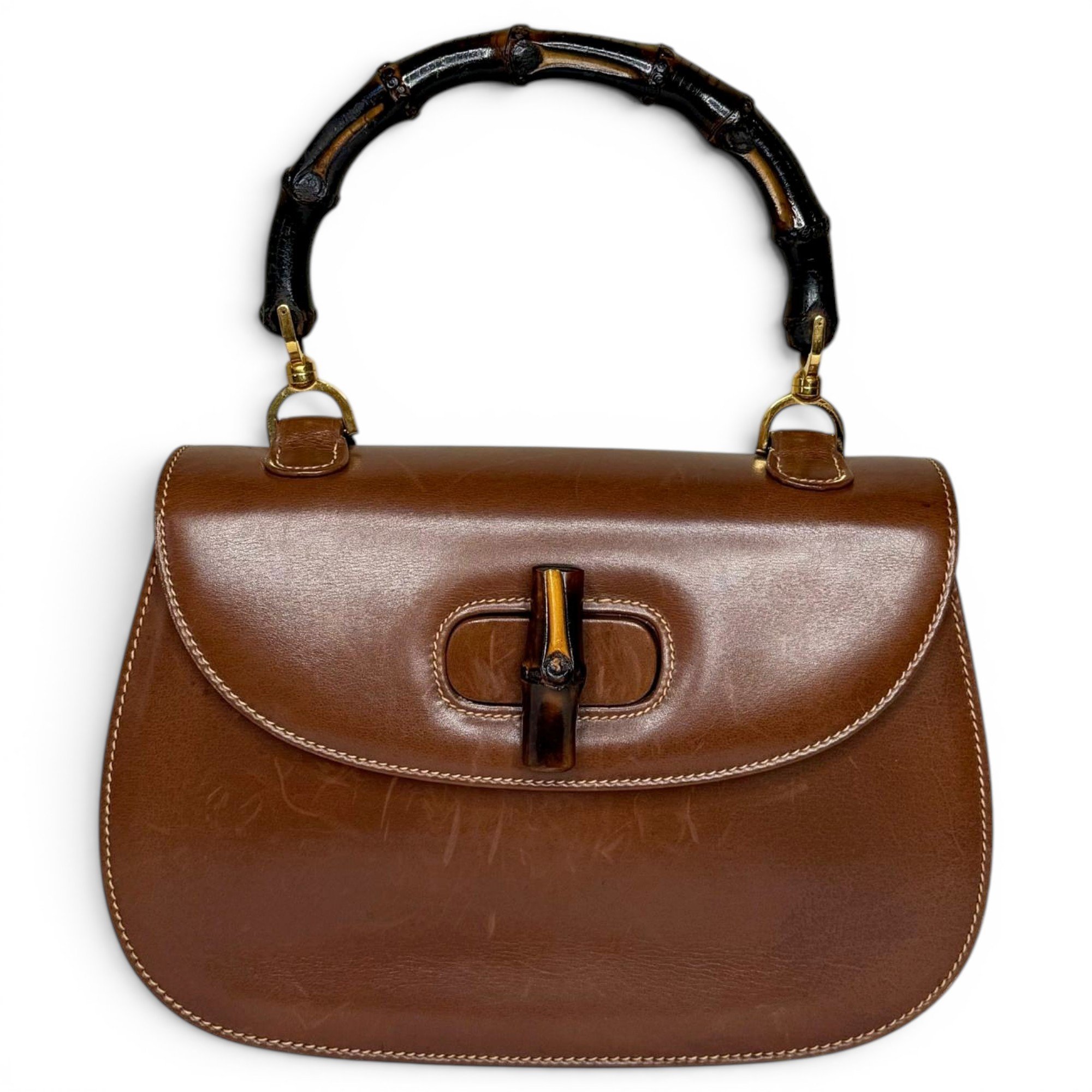 Convertible Bamboo Top Handle leather handbag