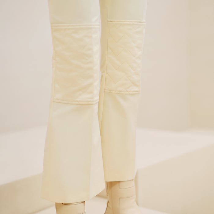 Jaune Pastel High-waisted Bootcut Quilted Biker Pants