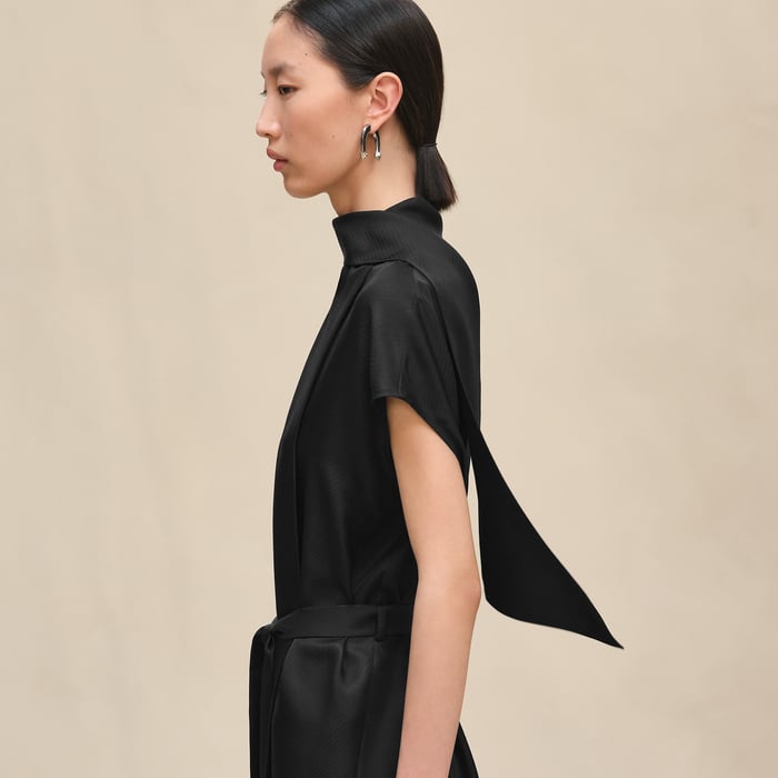 Noir Ascot Collar Dress