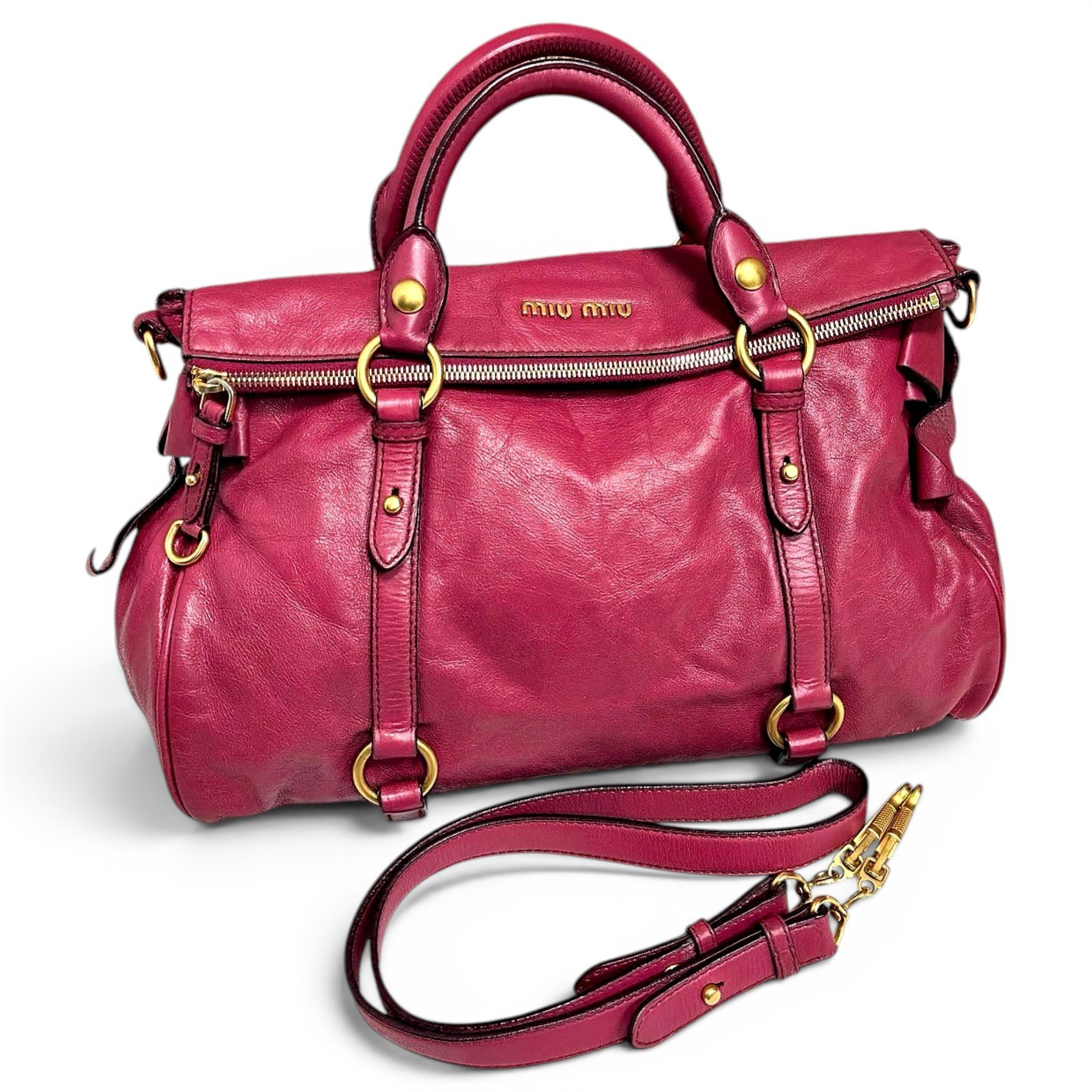 Bow bag leather handbag