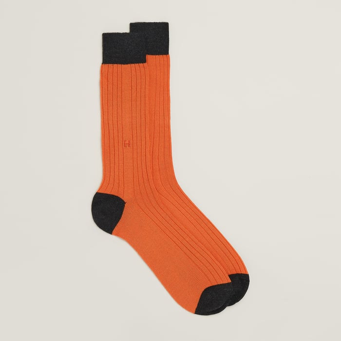 Orange Hermès "H" Embroidery Socks