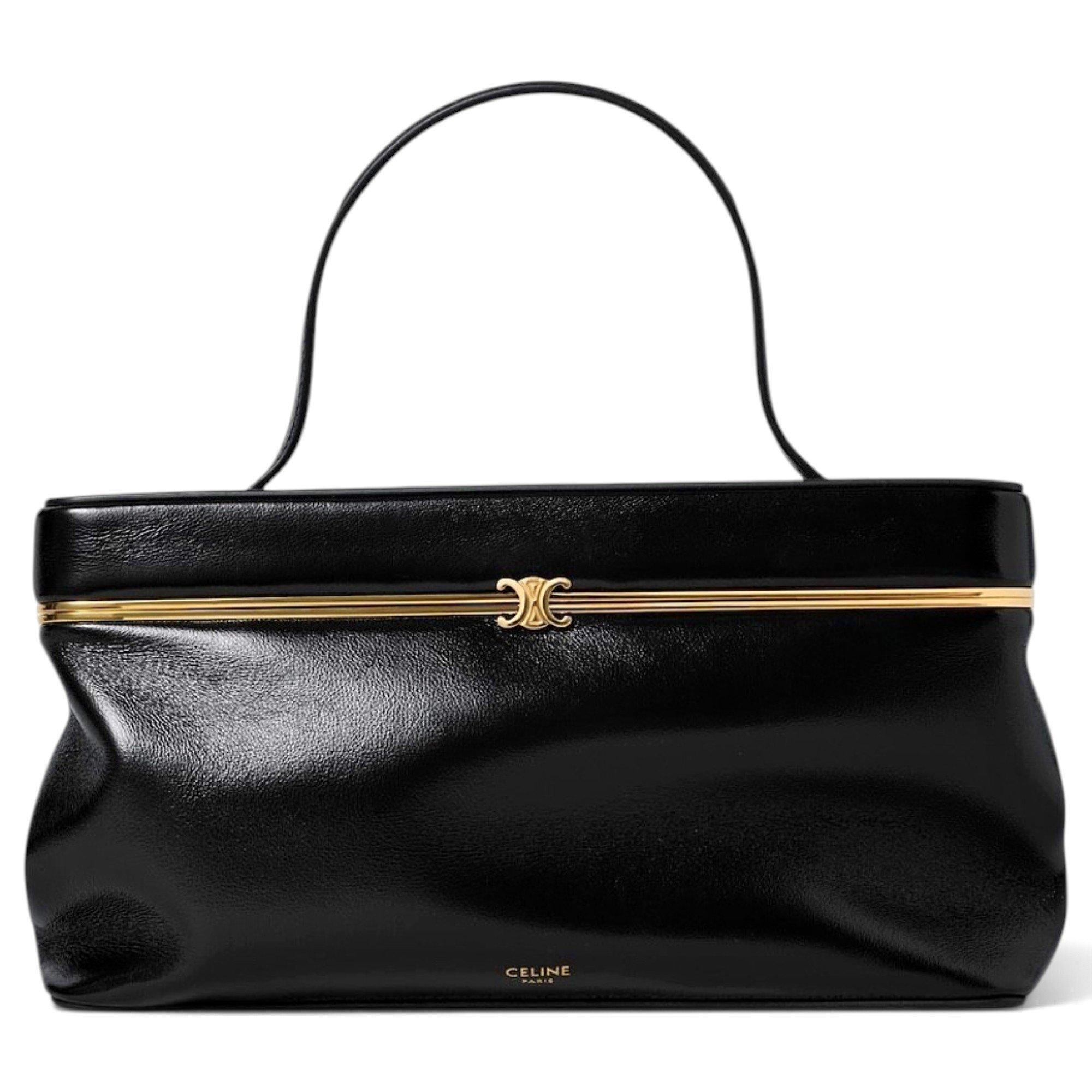 Clasp leather handbag