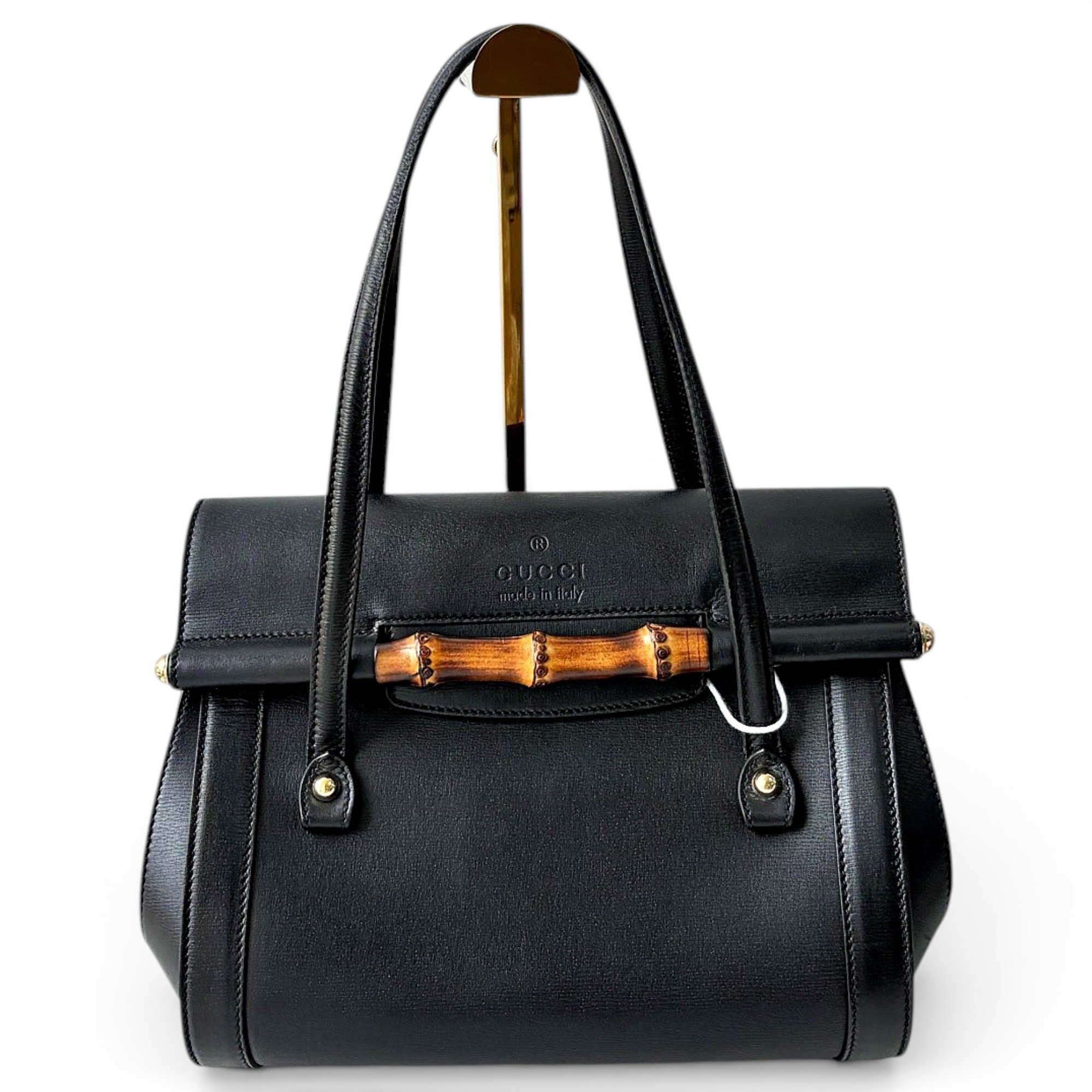 Bamboo Bullet Top Handle leather handbag