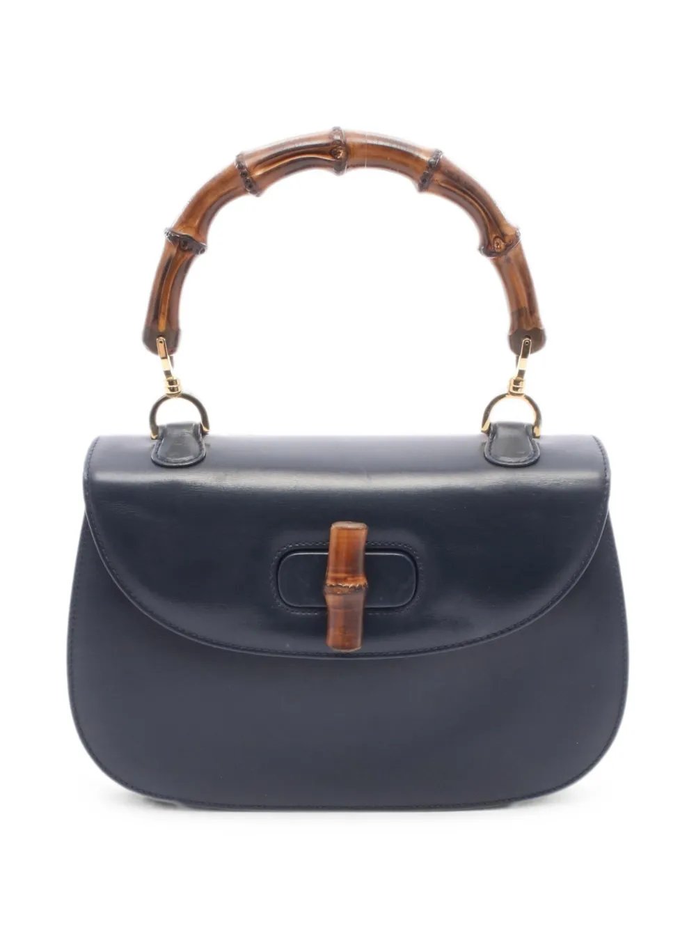 2010s Bamboo leather satchel bag