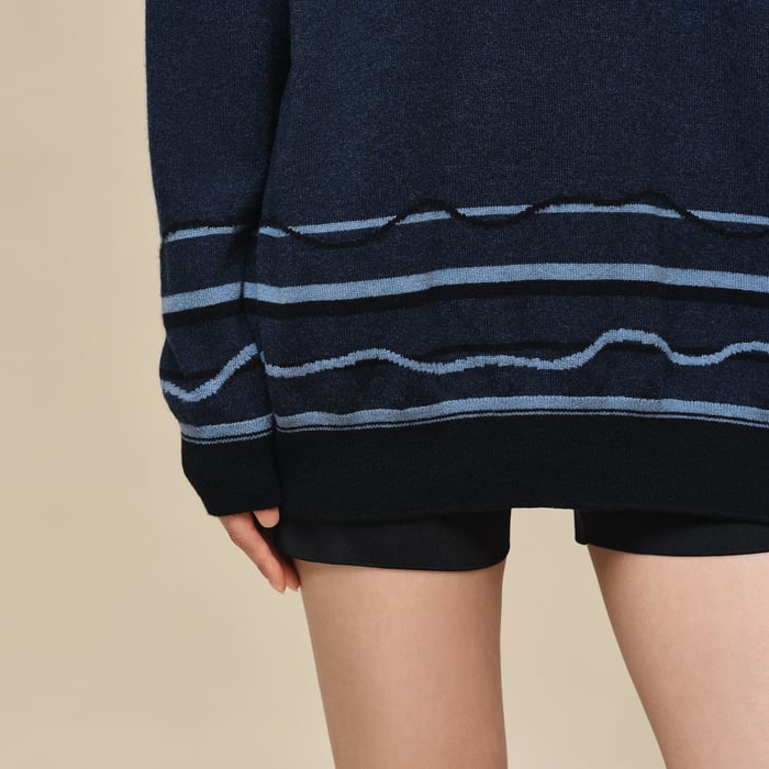 Bleu Lagune "Ex-libris" Long-sleeve Tunic Sweater
