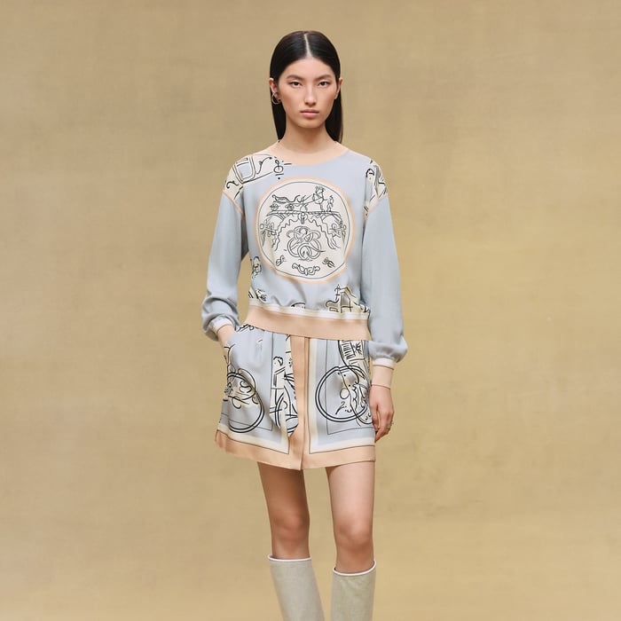 Gris Paruline "Ex-libris a Main Levee" Long-sleeve Twillaine Sweater