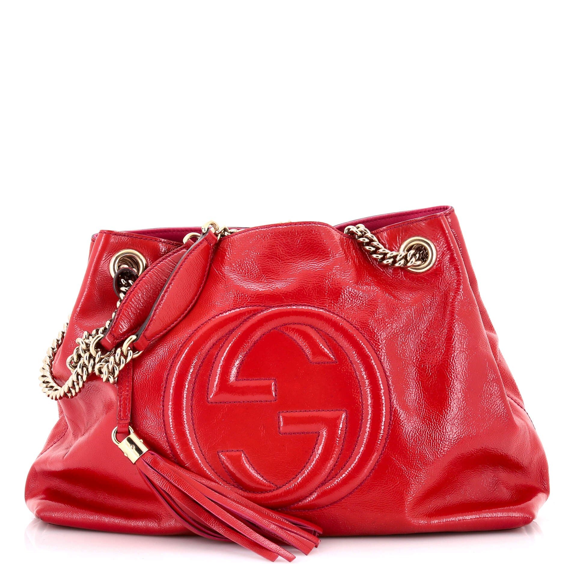 Soho Chain Strap Shoulder Bag Patent Medium