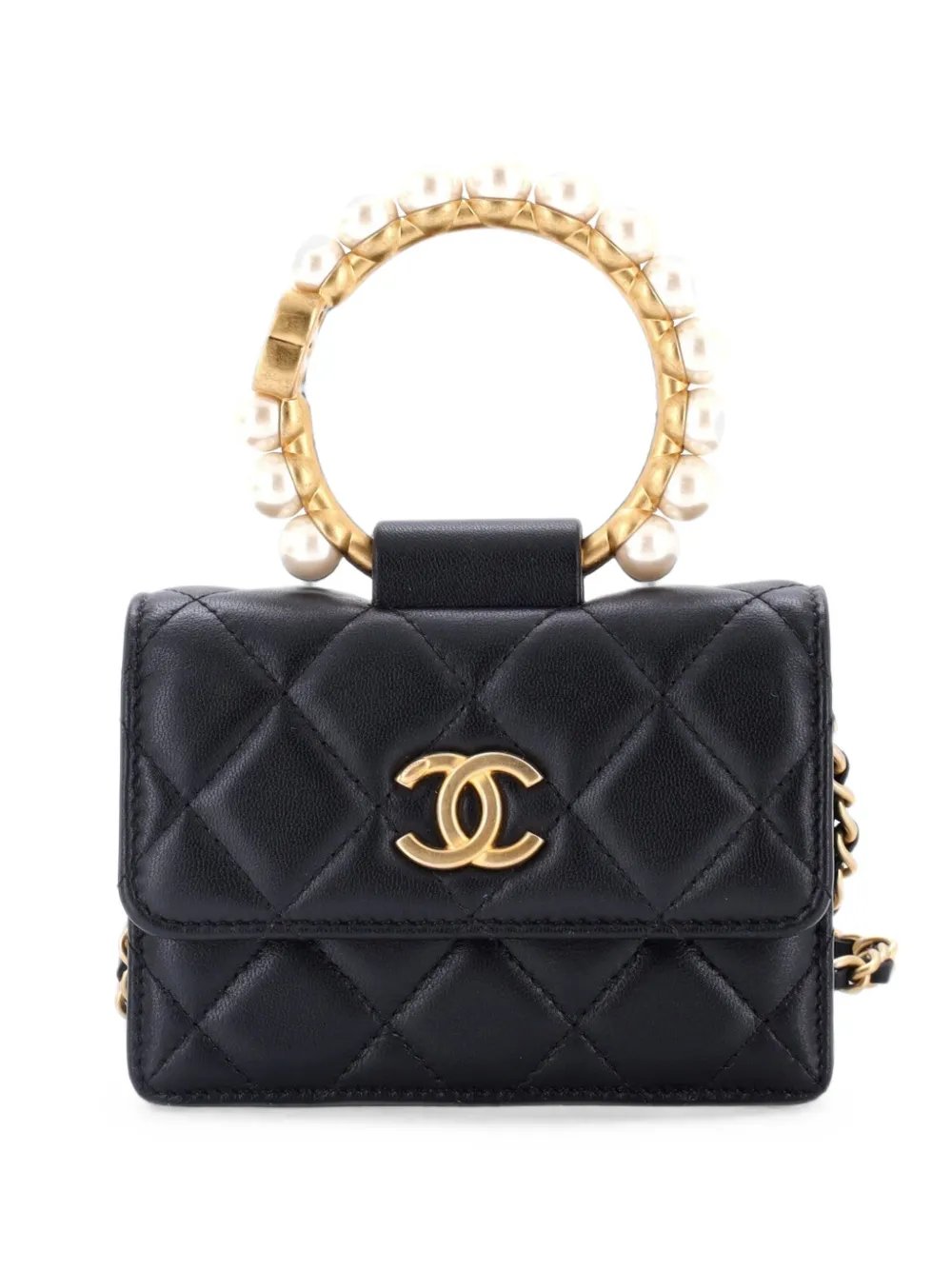 Pearl Crown with Chain Quilted Lambskin clutch bag
