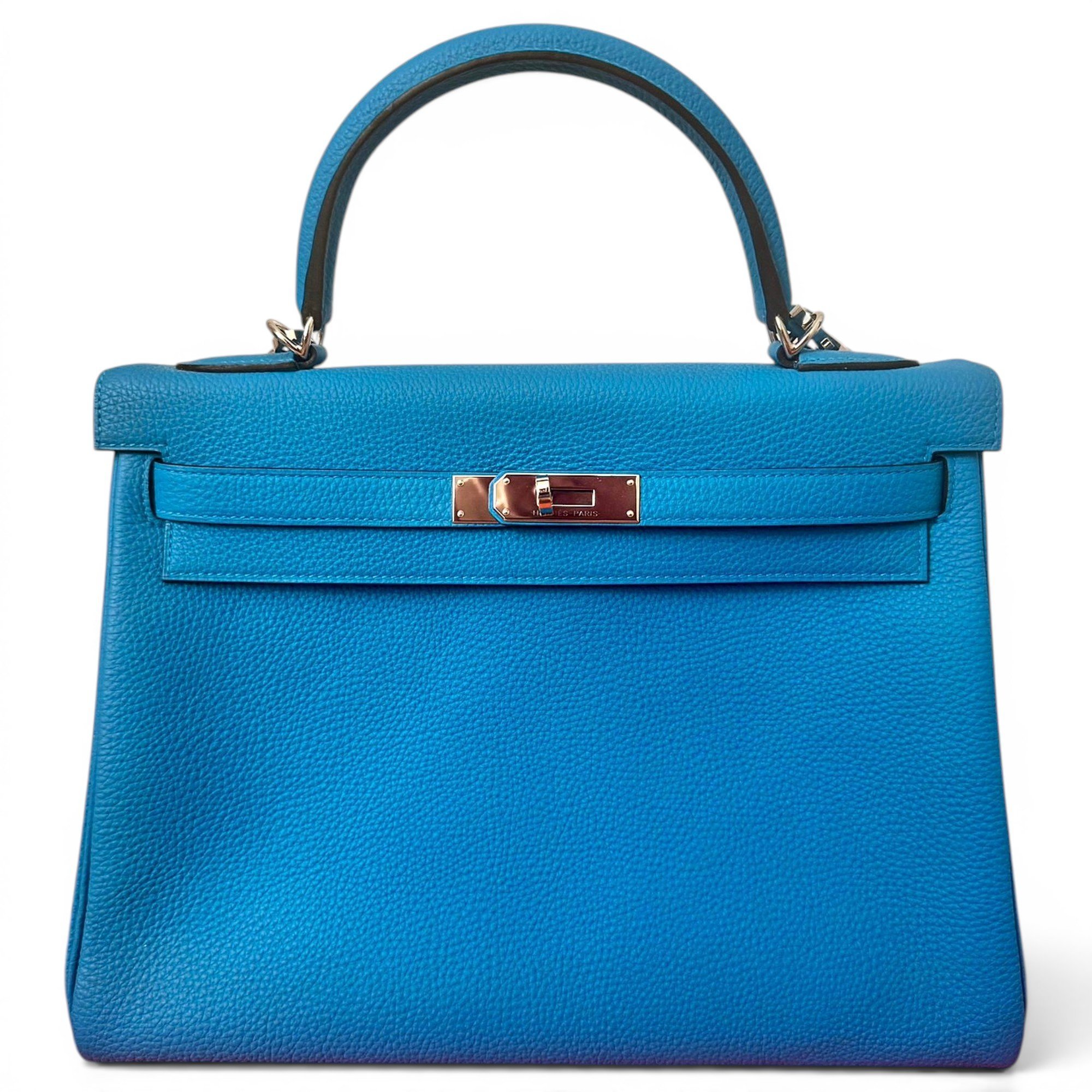 Hermes Kelly 32 Handbag Blue Frida Togo Leather 2018