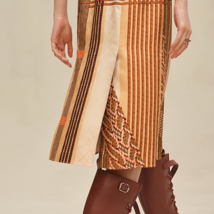 "Dressage Tressage" Pleated Skirt With Slit