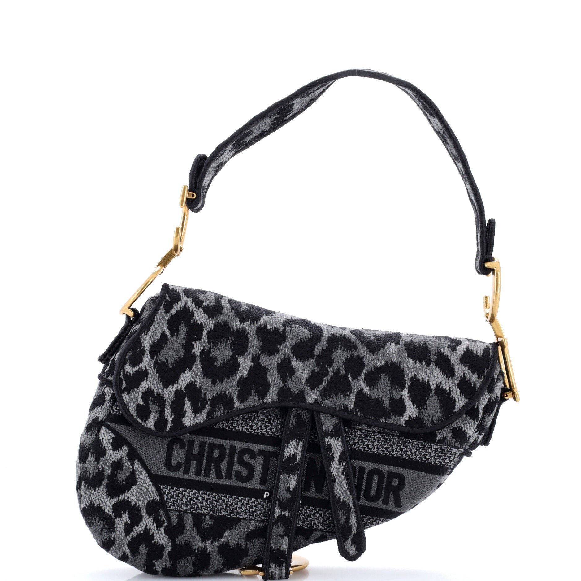 Saddle Handbag Mizza Embroidered Canvas Medium