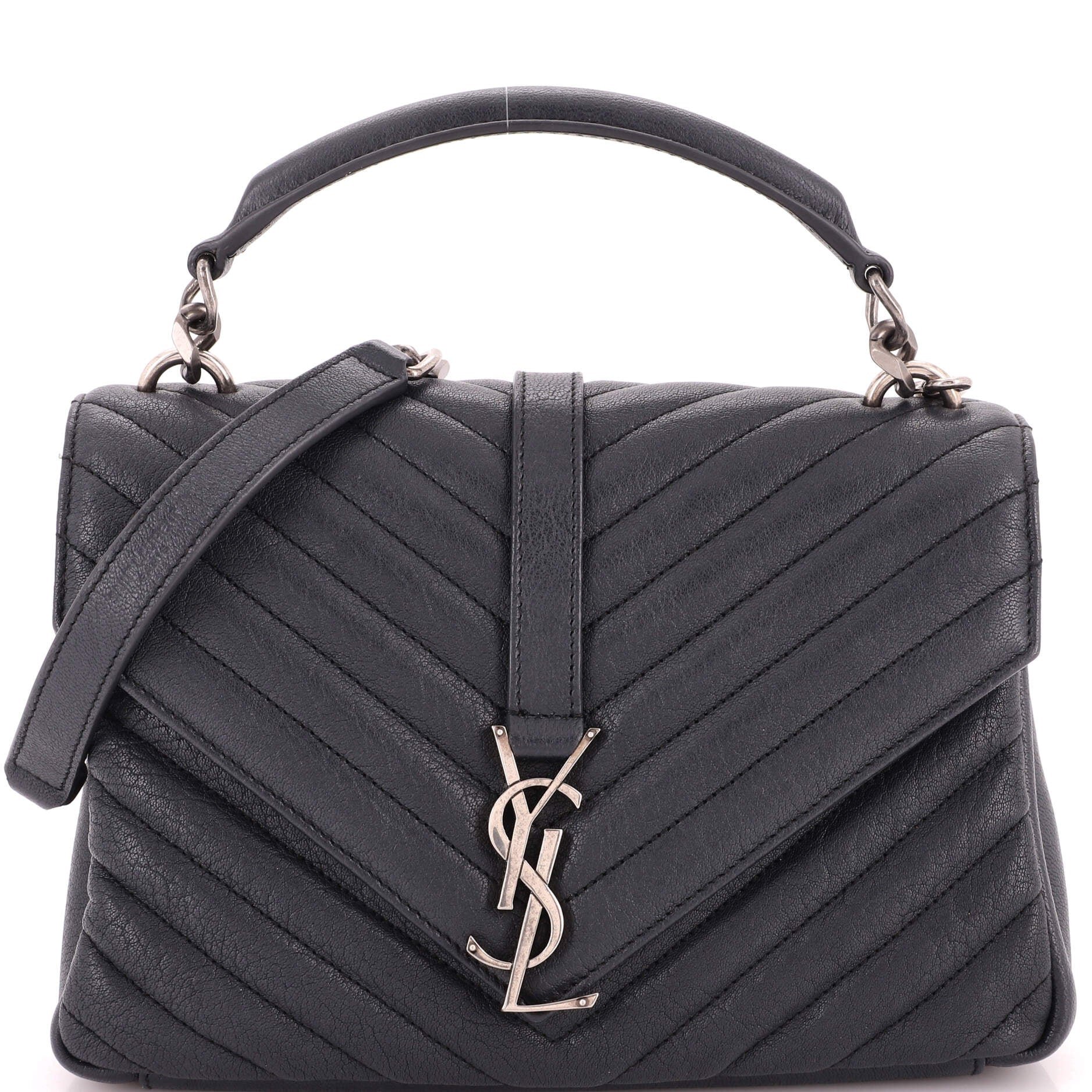 Classic Monogram College Bag Matelasse Chevron Leather Medium