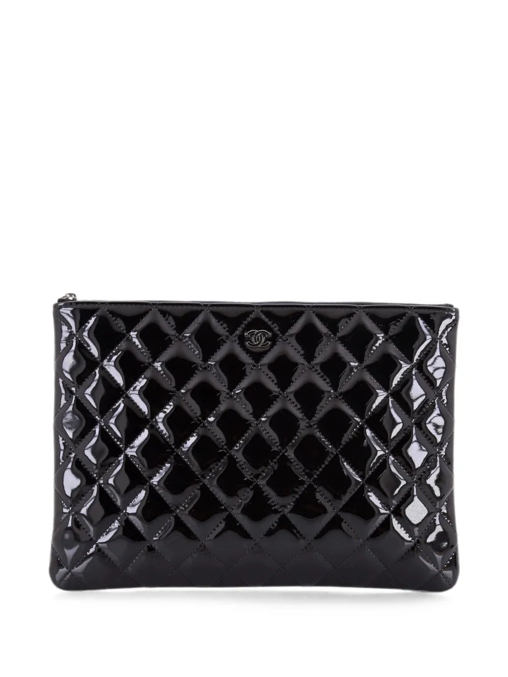 O Case Quilted Patent Medium clutch bag