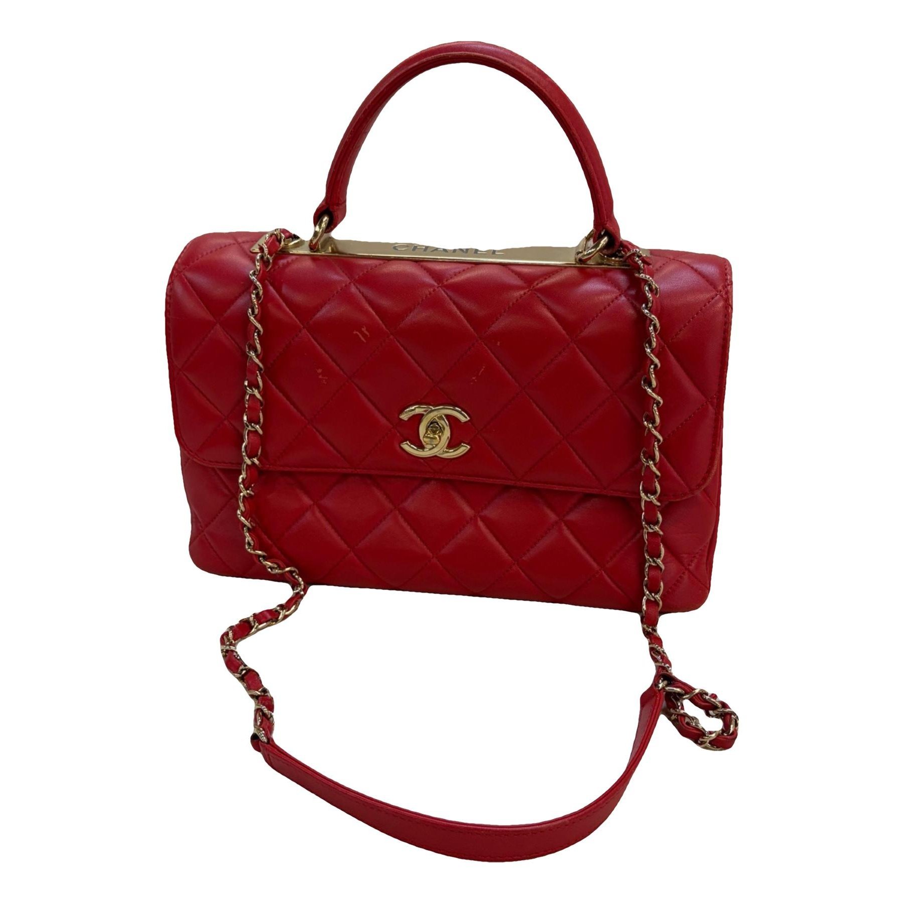 Trendy CC Top Handle leather handbag