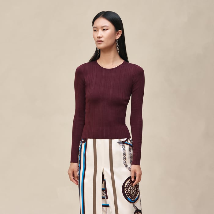 Rouge Bordeaux "l'Enseigne Du Sellier" Long-sleeve Sweater