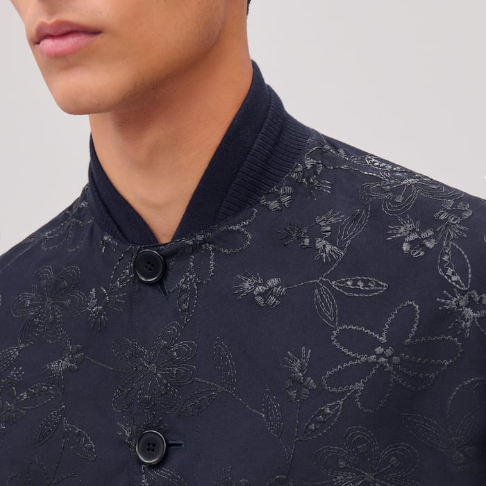 Marine "Fleurs Technique" Rib-trim Jacket