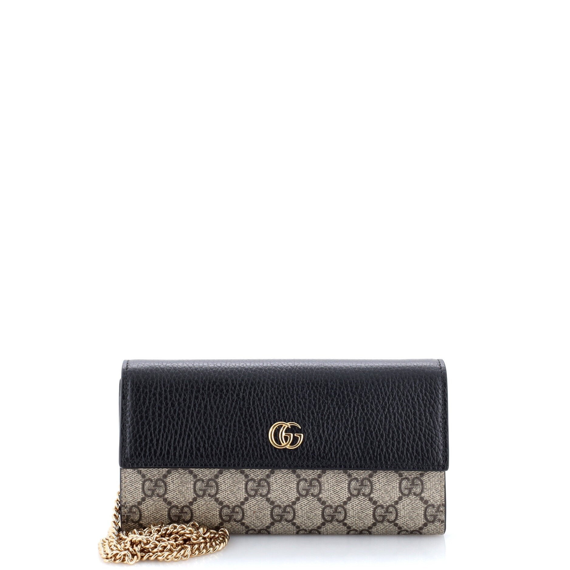 GG Marmont Continental Chain Wallet GG Coated Canvas and Leather