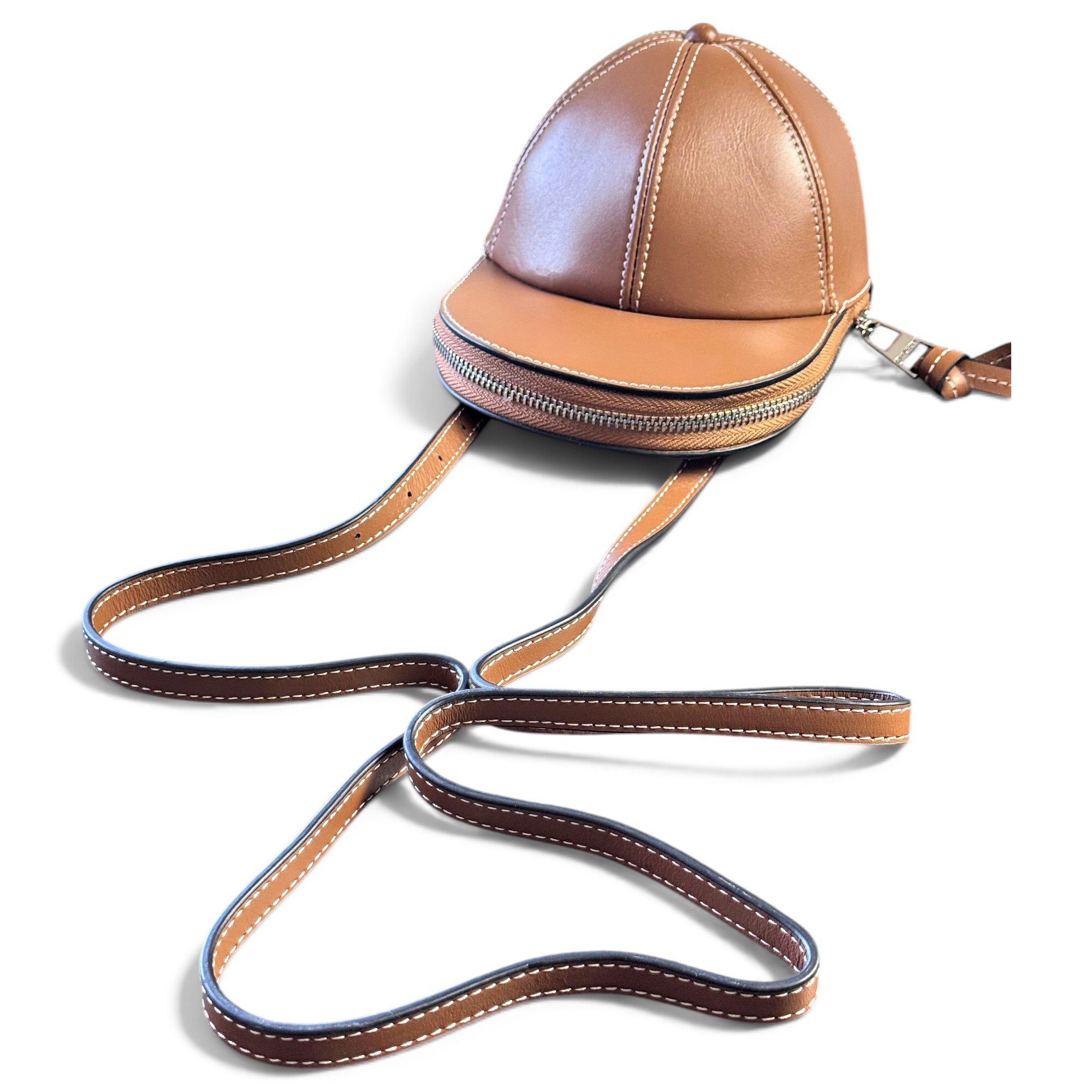 Cap leather crossbody bag