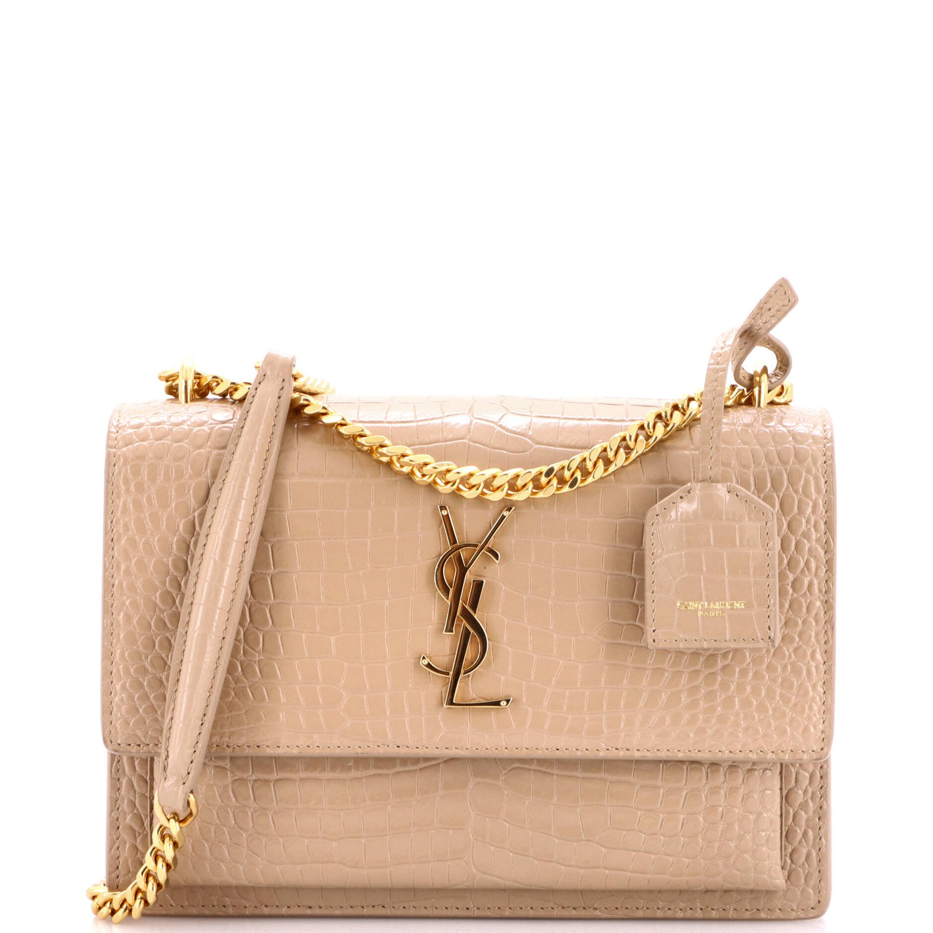 Sunset Crossbody Bag Crocodile Embossed Leather Medium